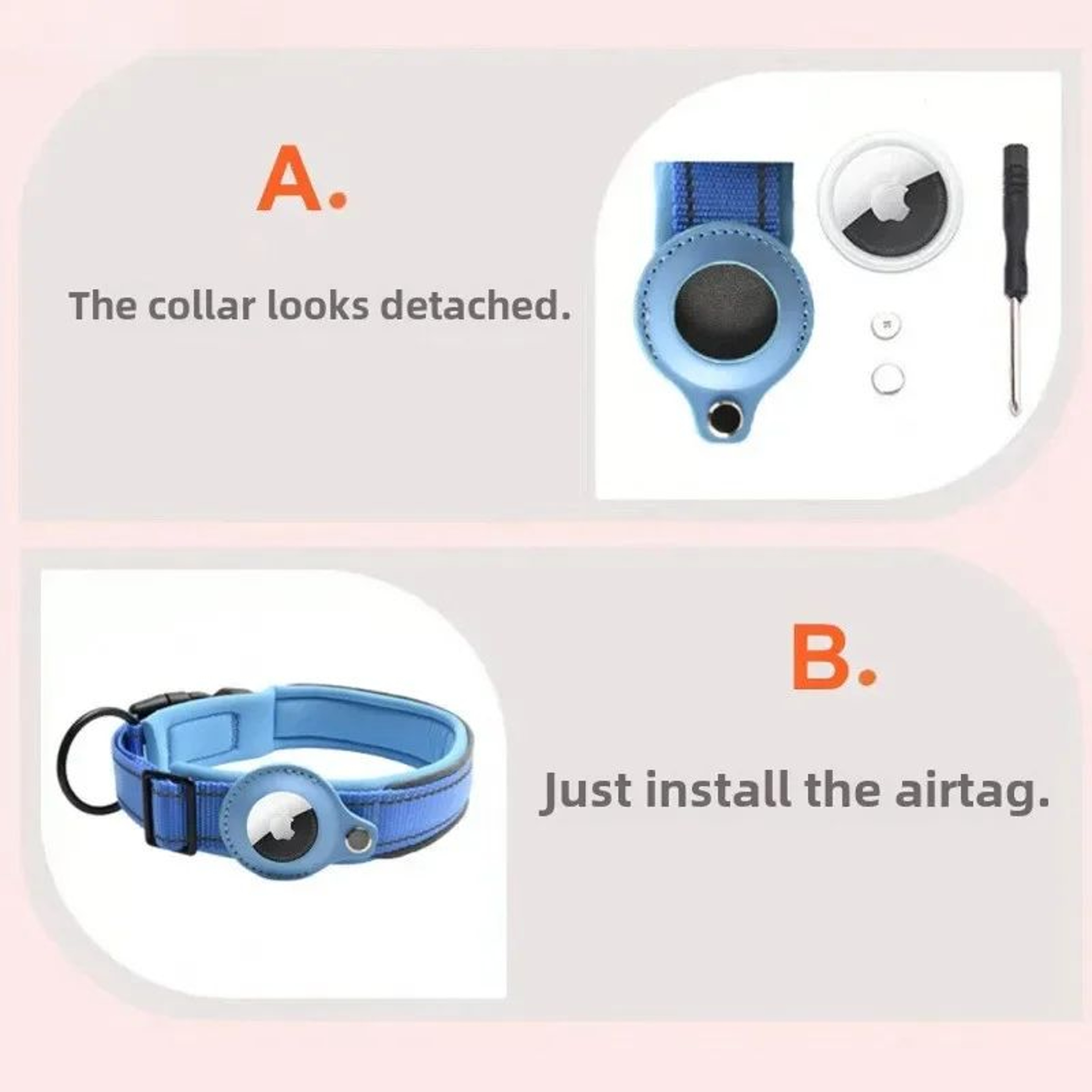 AirTag Dog Collar With Holder  Reflective Adjustable Padded Pet Collar For Small Medium  Large Dogs 2