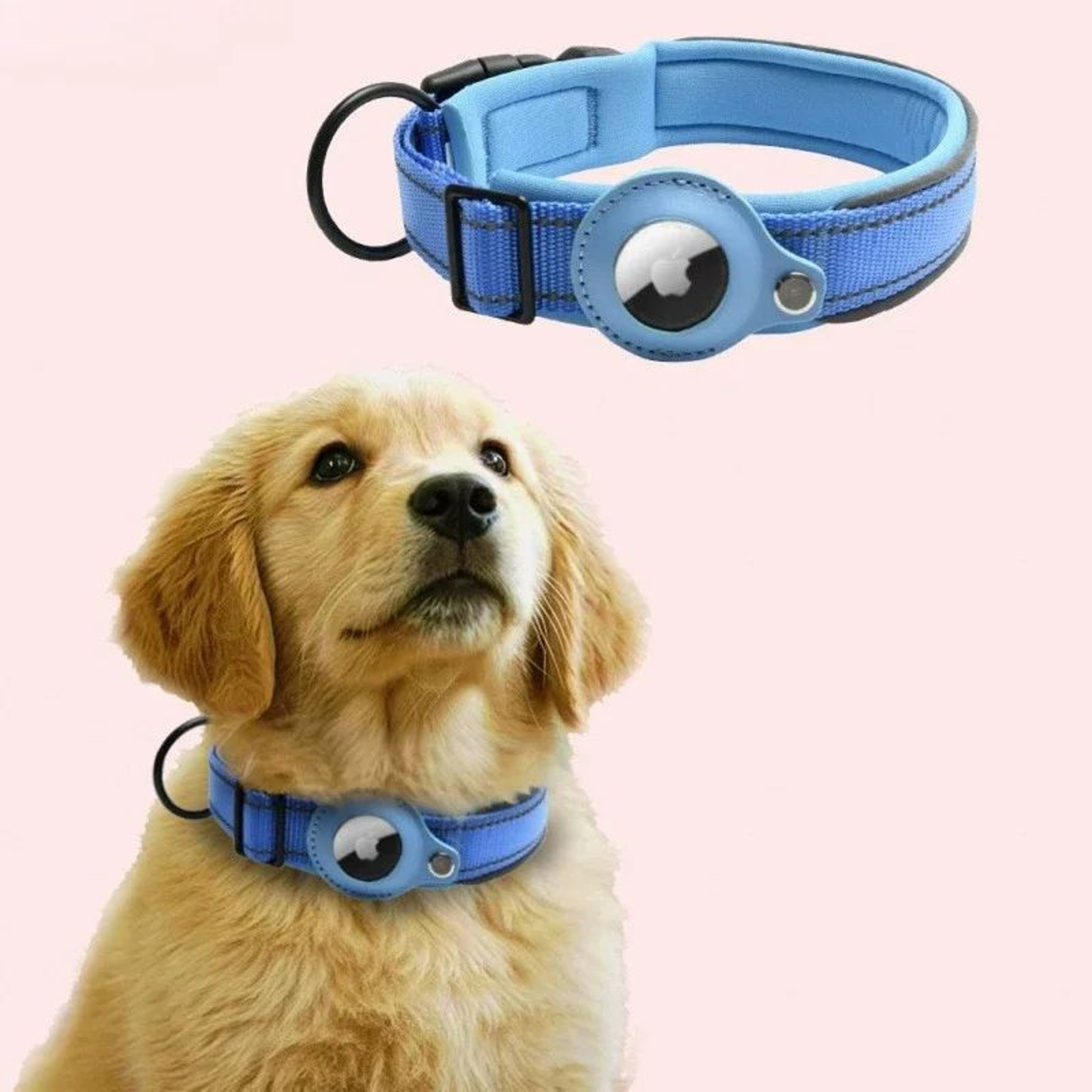 AirTag Dog Collar With Holder  Reflective Adjustable Padded Pet Collar For Small Medium  Large Dogs 3