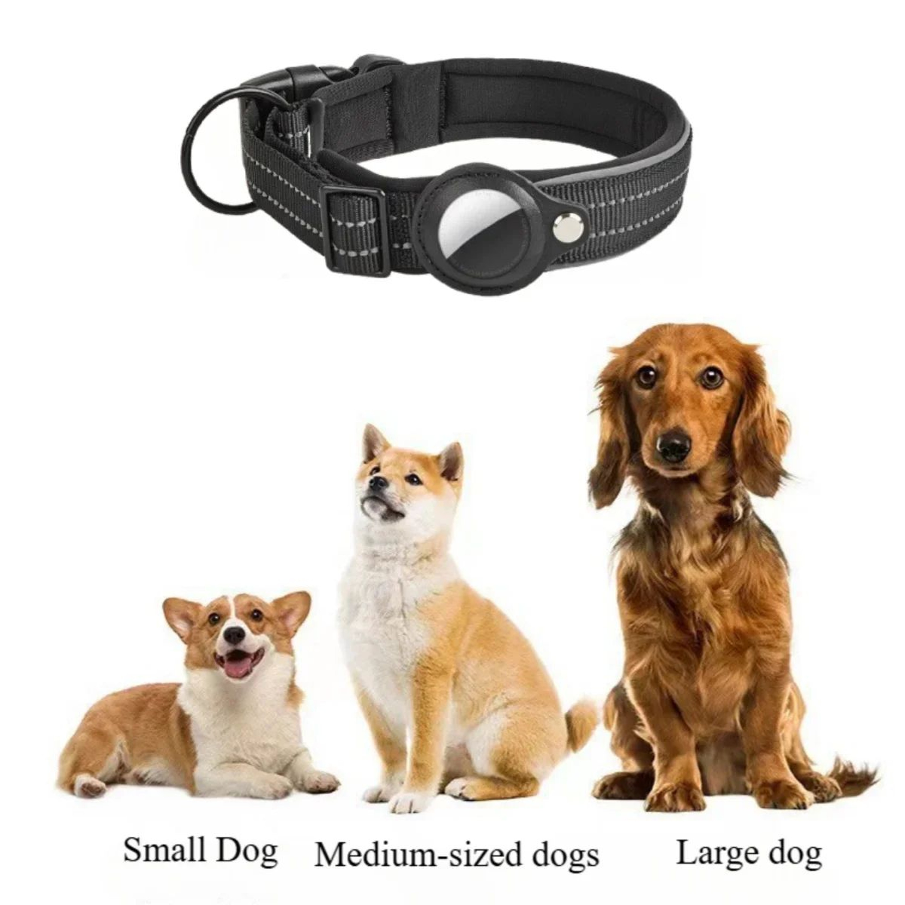 AirTag Dog Collar With Holder  Reflective Adjustable Padded Pet Collar For Small Medium  Large Dogs 4