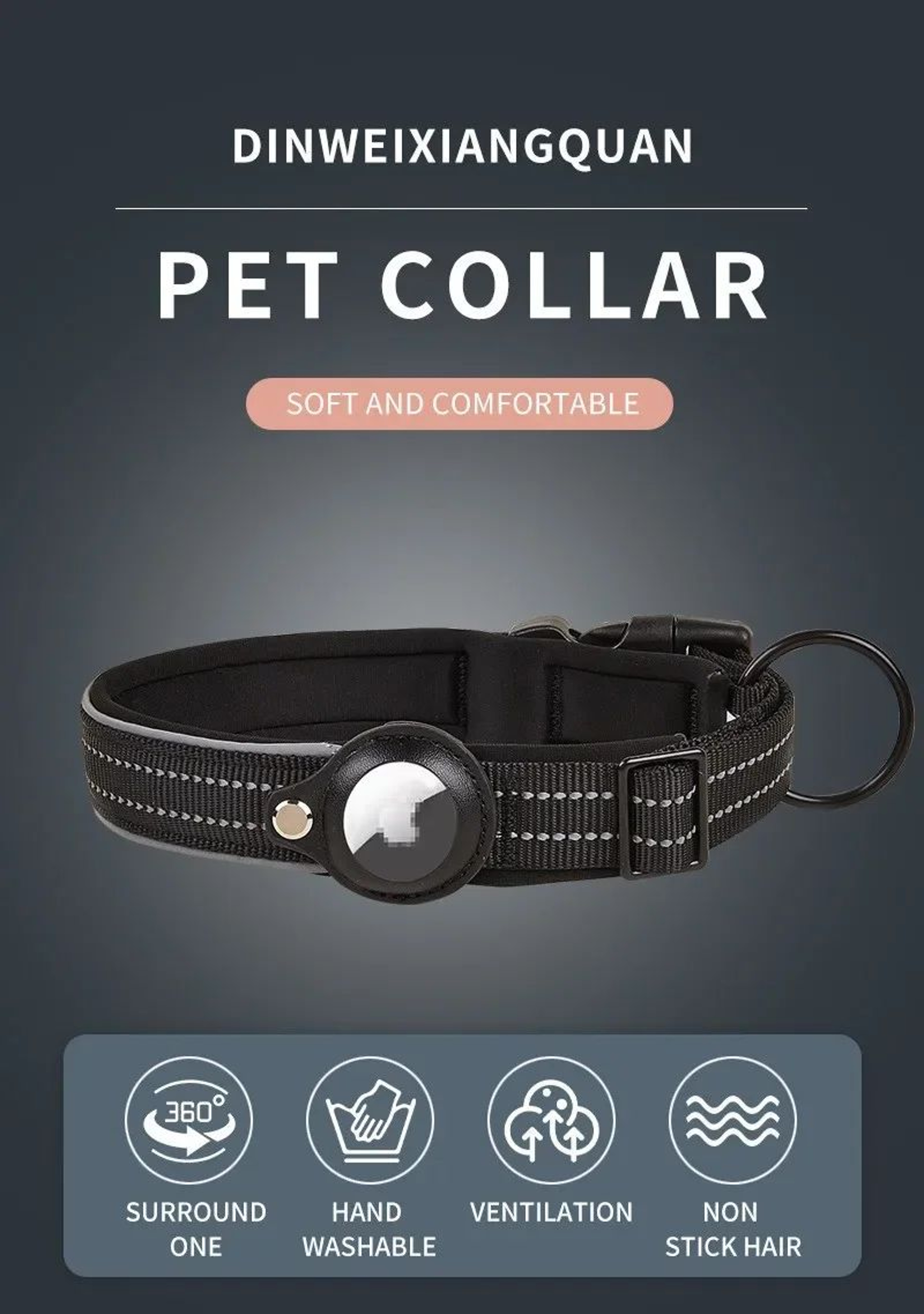 AirTag Dog Collar With Holder  Reflective Adjustable Padded Pet Collar For Small Medium  Large Dogs 6