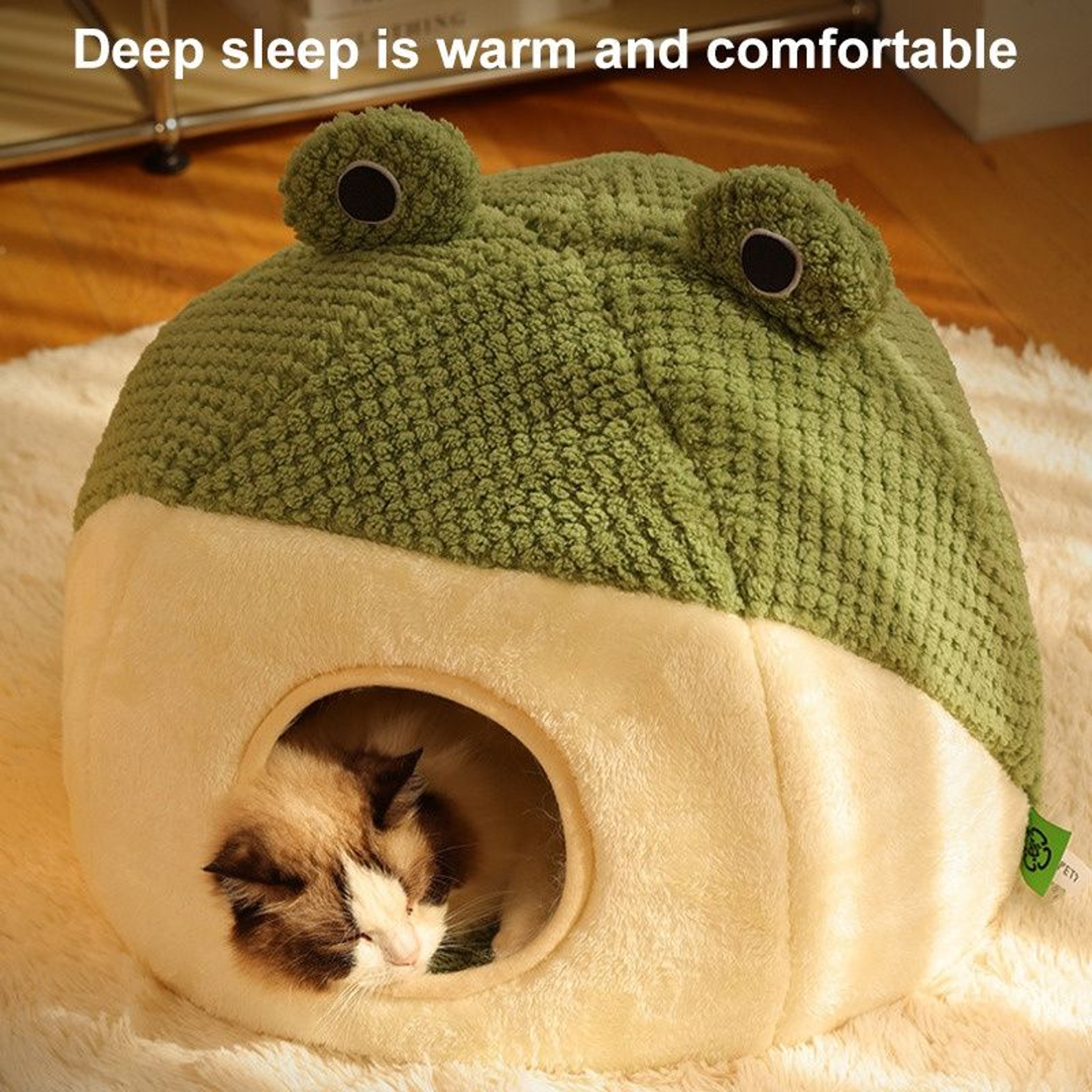 Winter Warm Plush Pet Nest Bed  FrogShaped SemiEnclosed Cat  Dog House For Puppies And Kittens 7