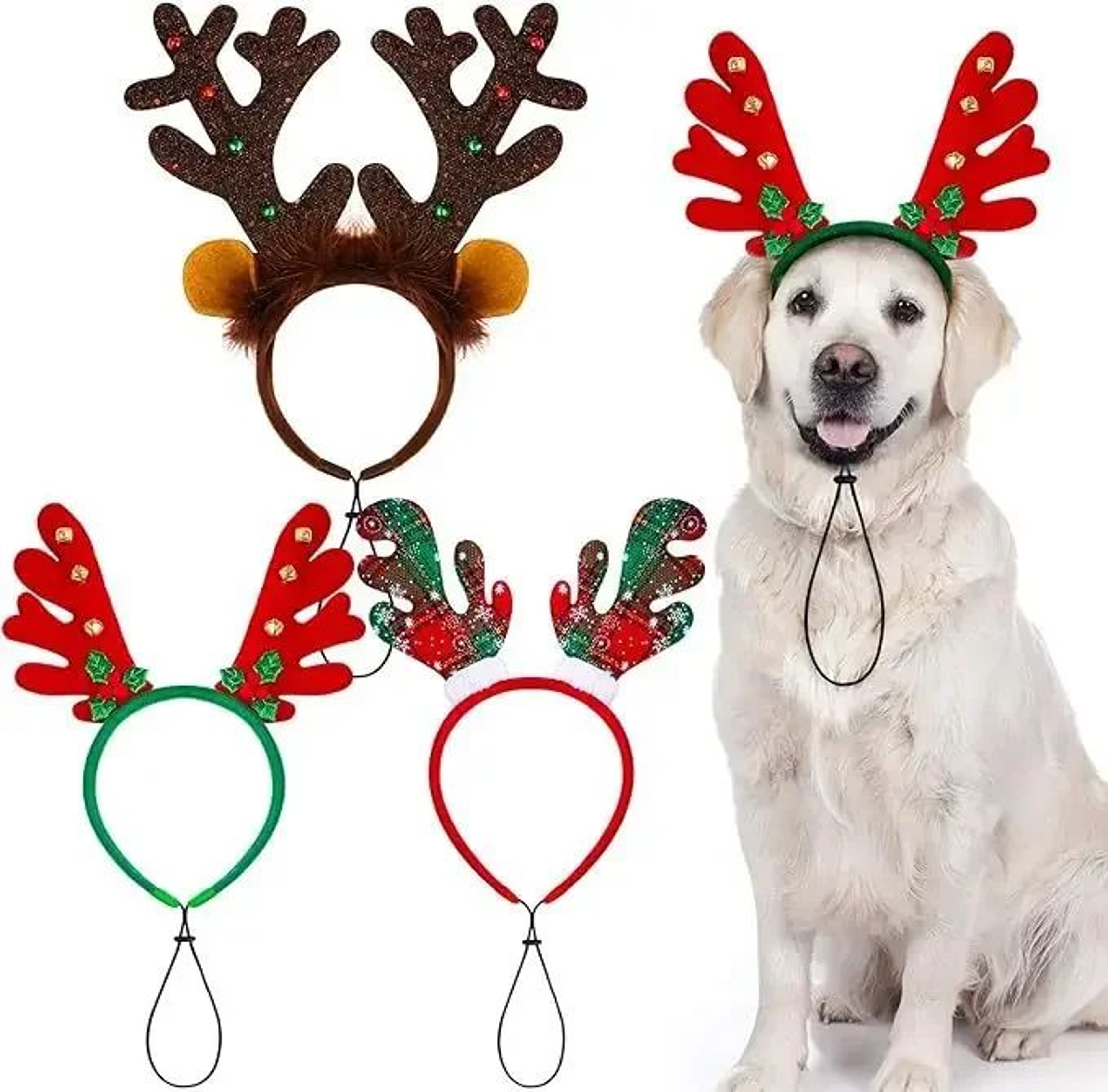 Christmas Reindeer Antlers Pet Headband  Festive Dog  Cat DressUp Hair Hoop Costume 6