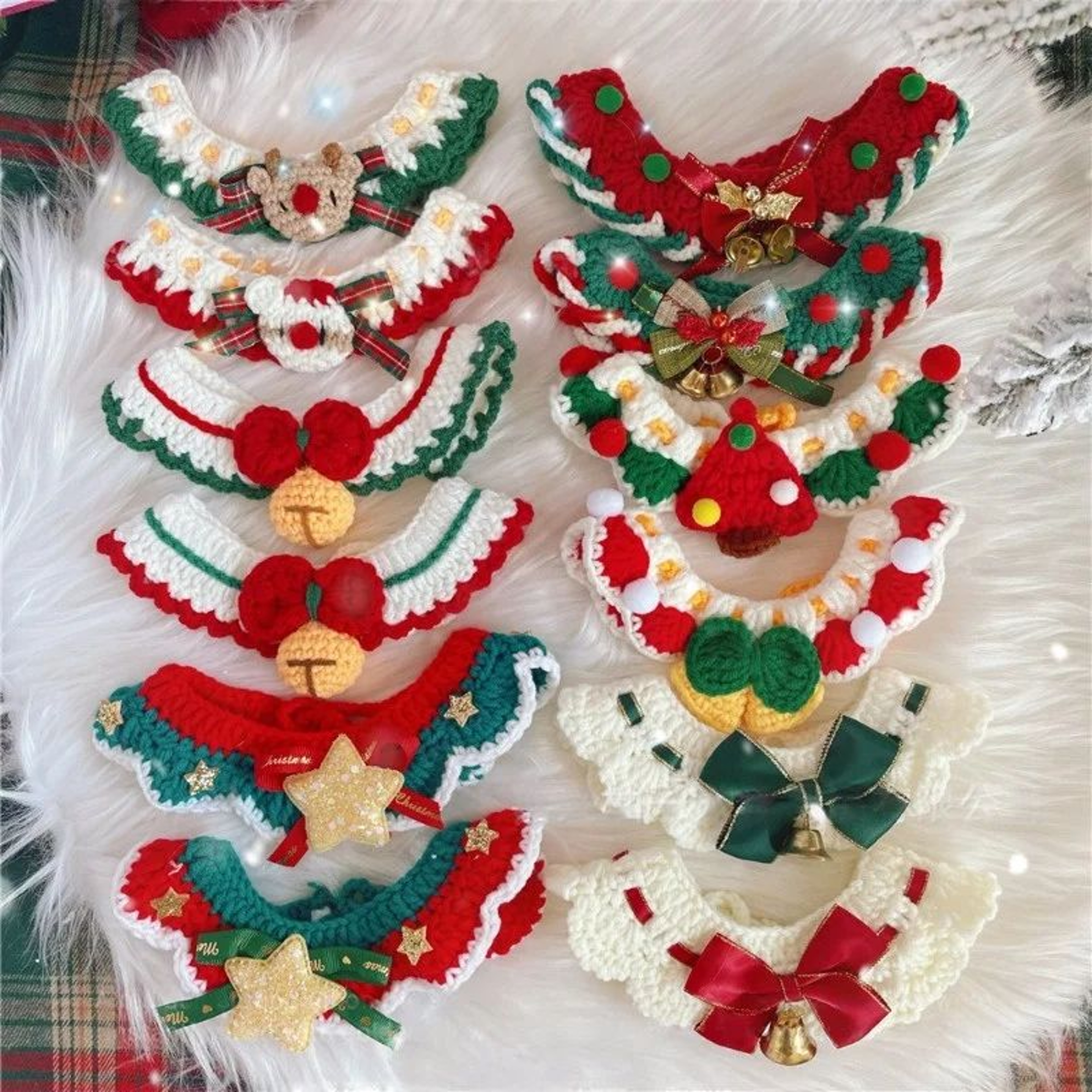Christmas Pet Collar Scarf  Lace Knitted Wool Neckwear For Cats  Dogs Festive Holiday Accessory 0