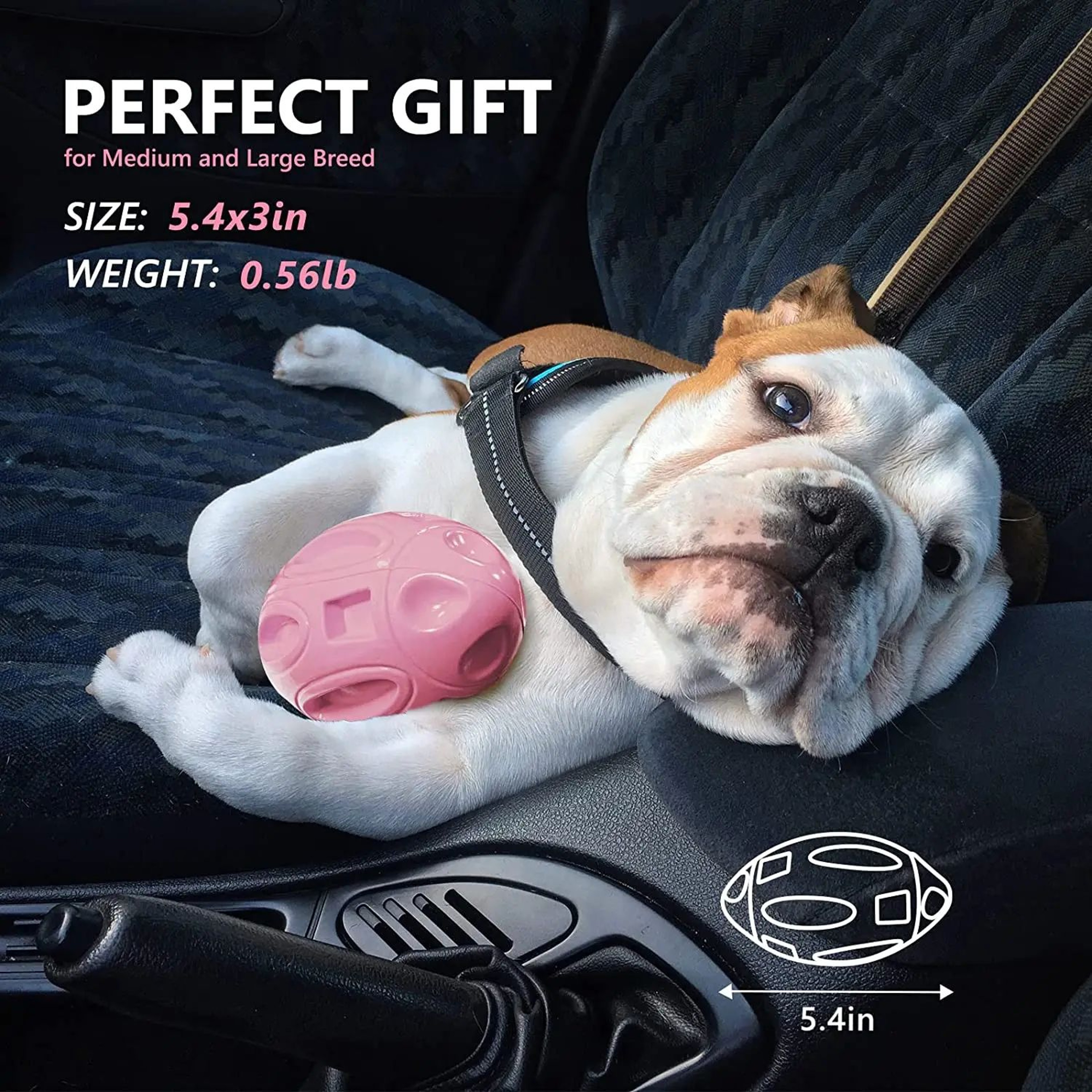 Durable Squeaky Rubber Chew Ball  Teeth Cleaning Toy For Aggressive Chewers Medium  Large Dogs 3