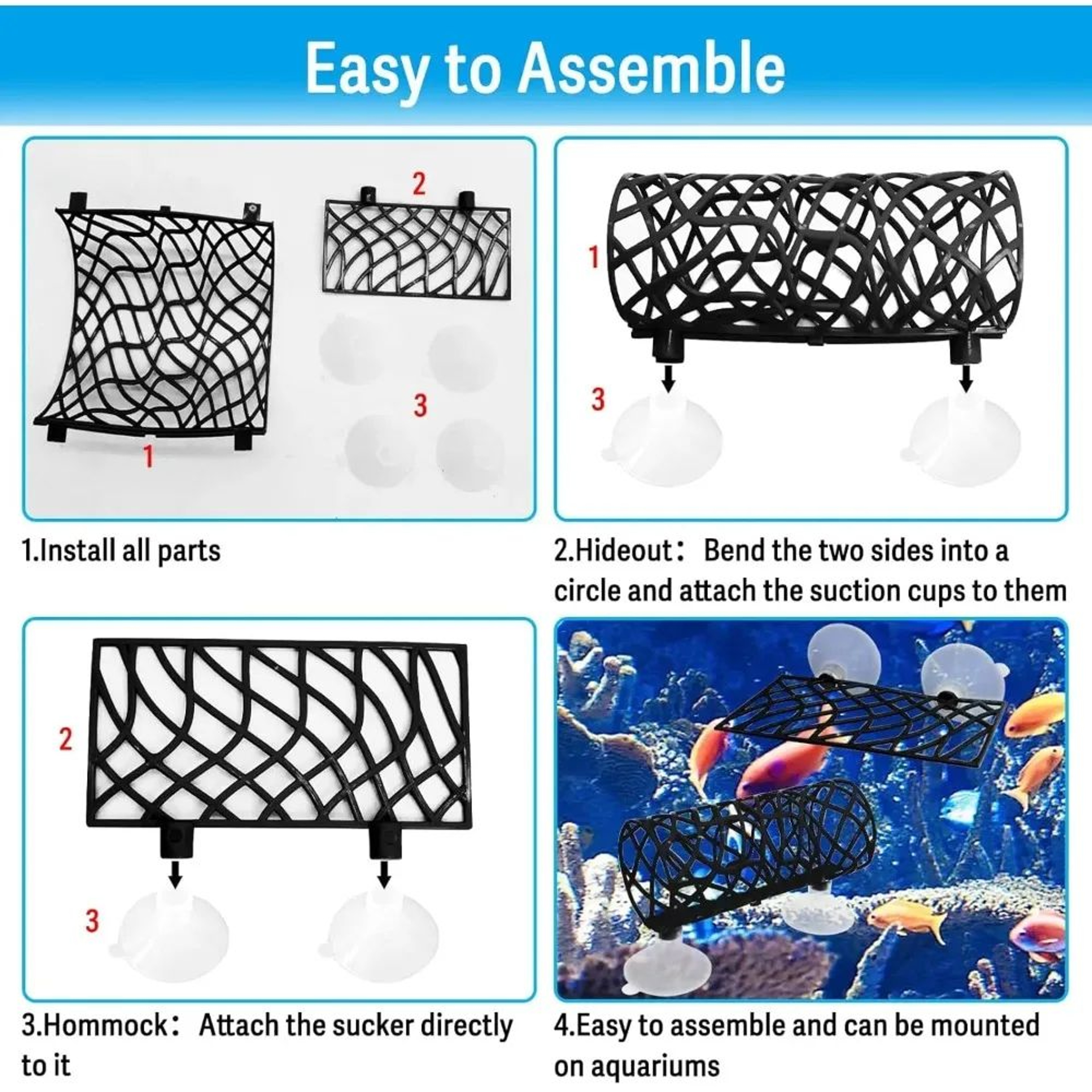 Betta Fish Cave Hideout With Hammock  Hollow Tunnel Aquarium Decoration For Shrimp  Crayfish 5