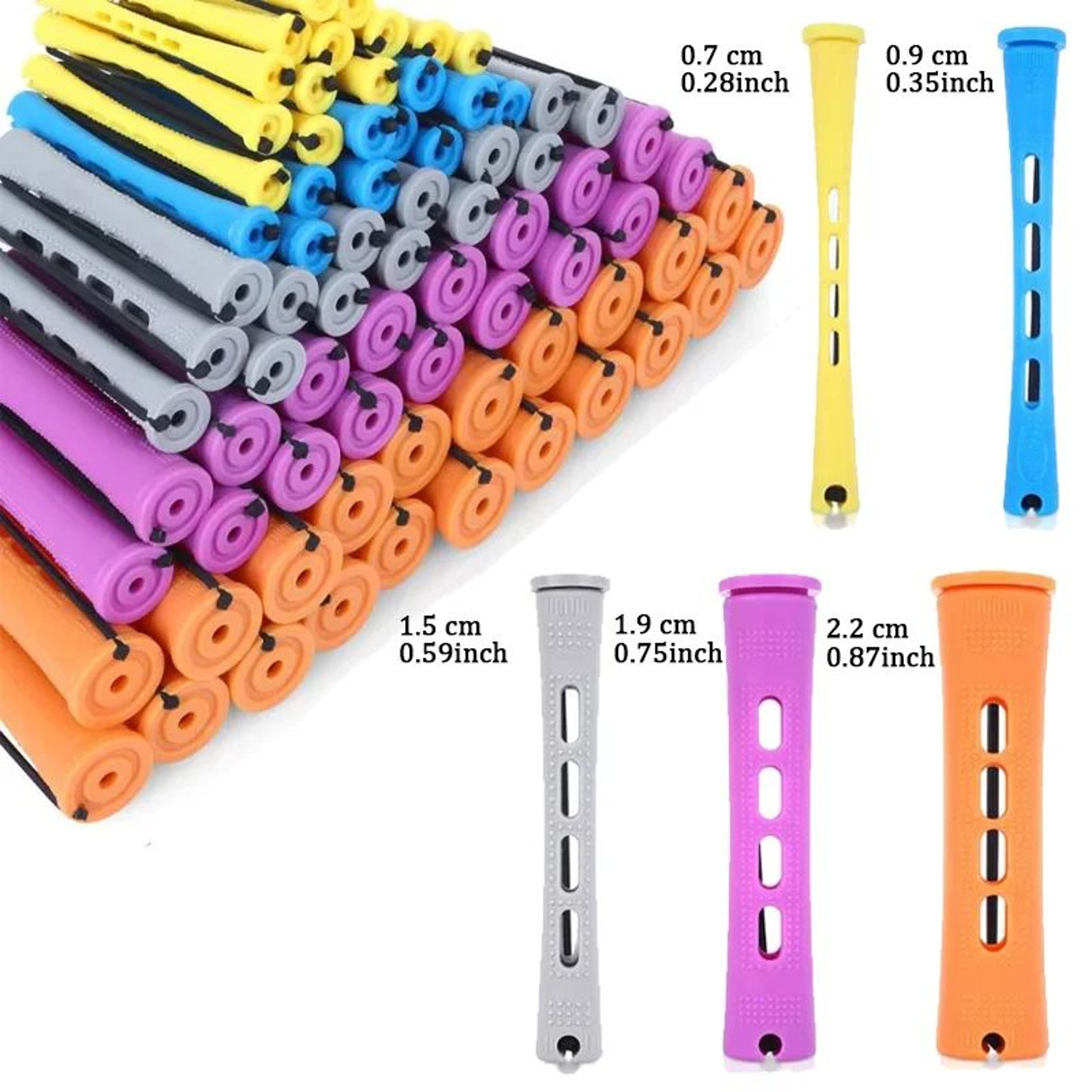 20 Pcs Perm Curling Rod Set  5 Sizes Plastic Cold Wave Rods For Heatless Curls  SalonStyle Waves 0