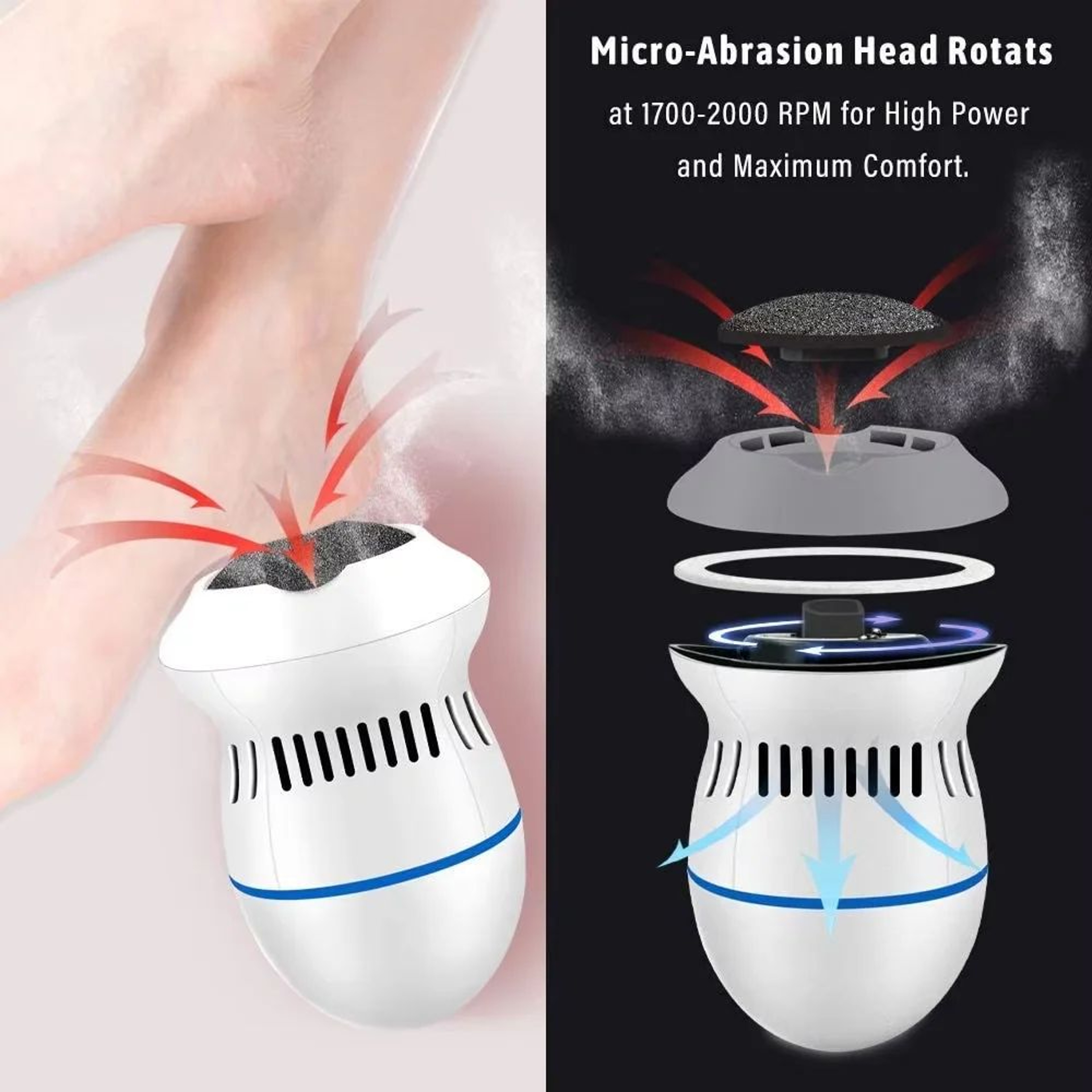 Rechargeable Electric Foot Grinder Callus Remover  Pedicure Foot File Exfoliator For Hard Skin Dry  1