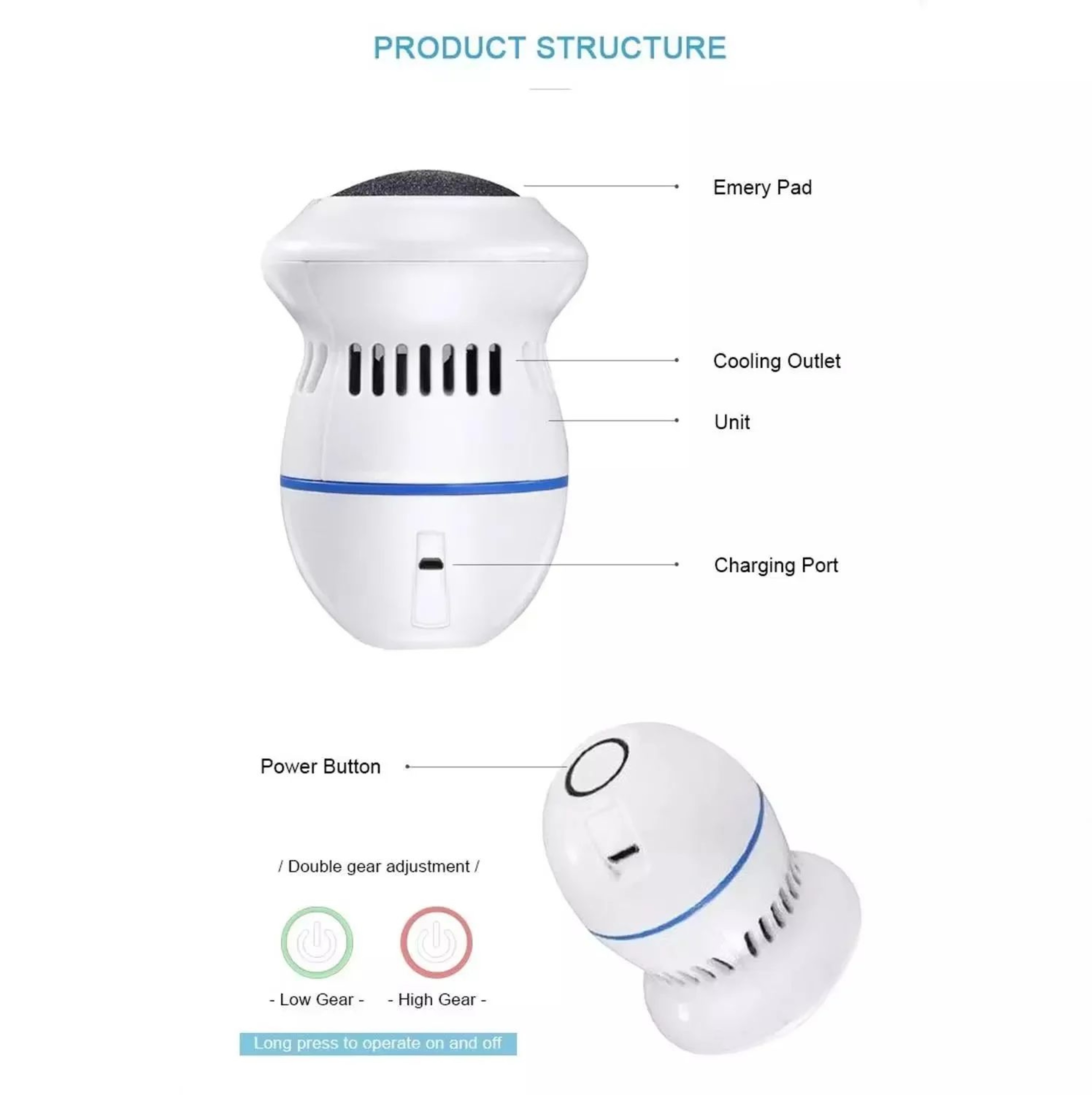 Rechargeable Electric Foot Grinder Callus Remover  Pedicure Foot File Exfoliator For Hard Skin Dry  3