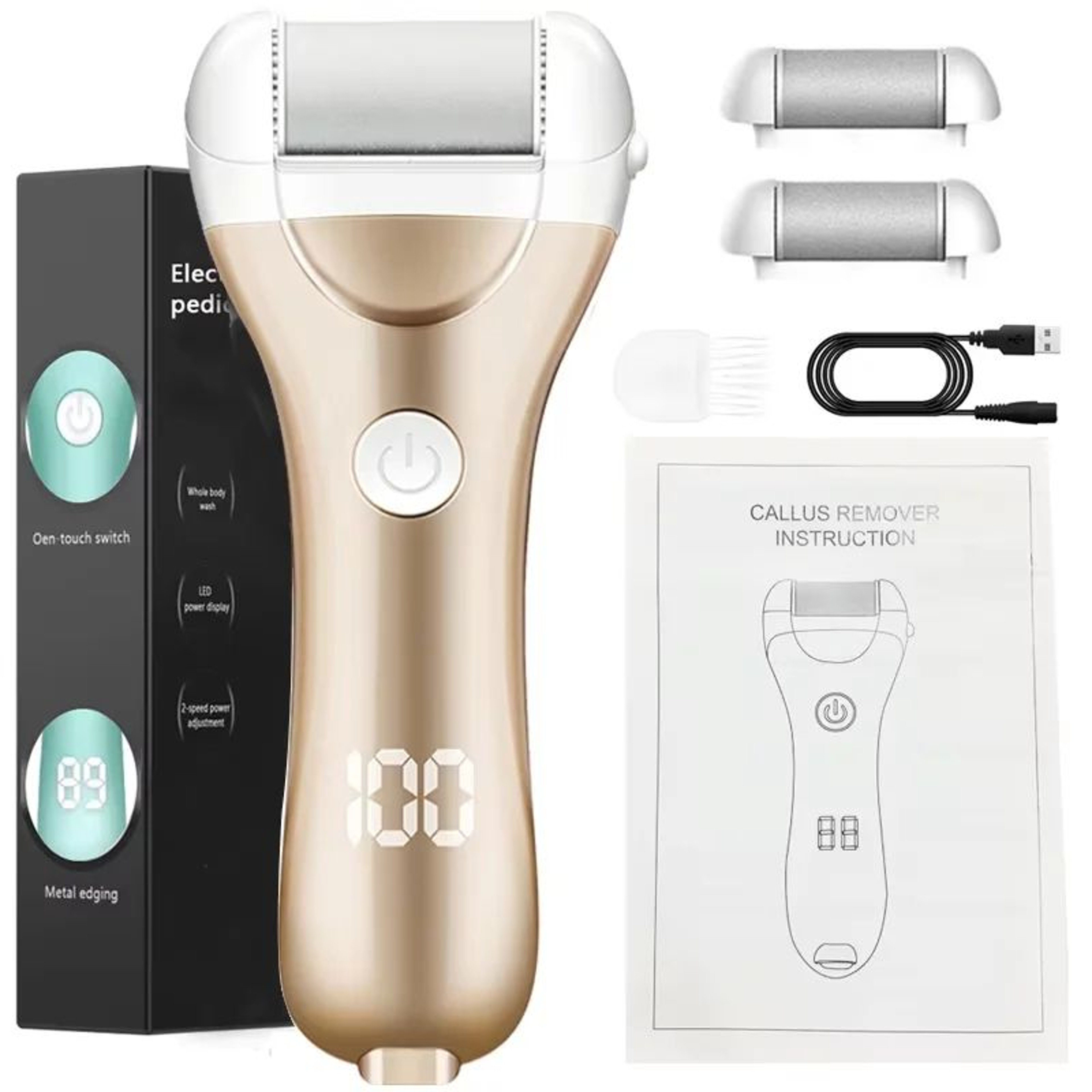 2 Pcs Portable Electric Foot File With Vacuum Adsorption  Callus Remover Foot Grinder  Pedicure San 7