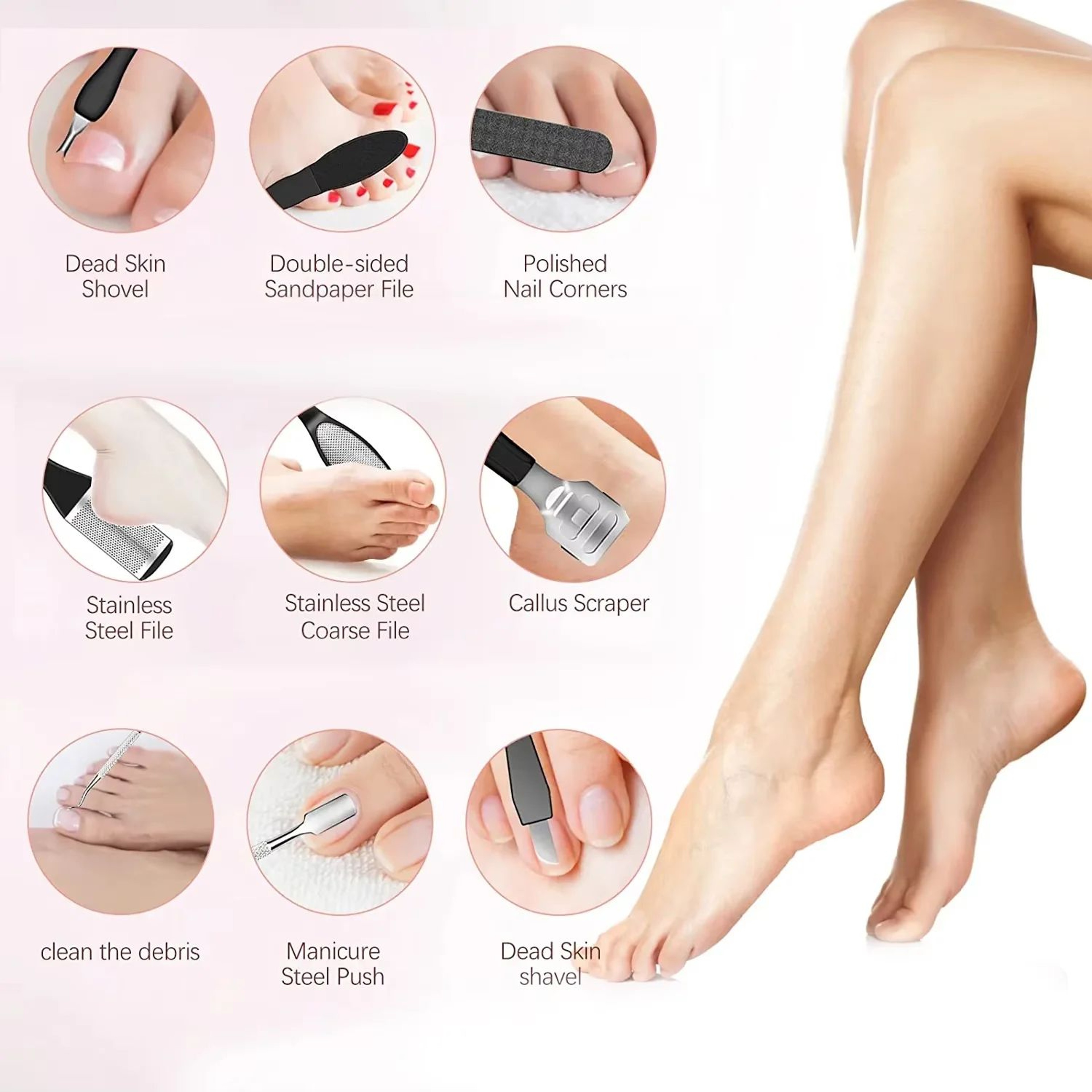 Electric Callus Remover For Feet  Rechargeable Foot File Kit W 10 Replacement Roller Heads 5