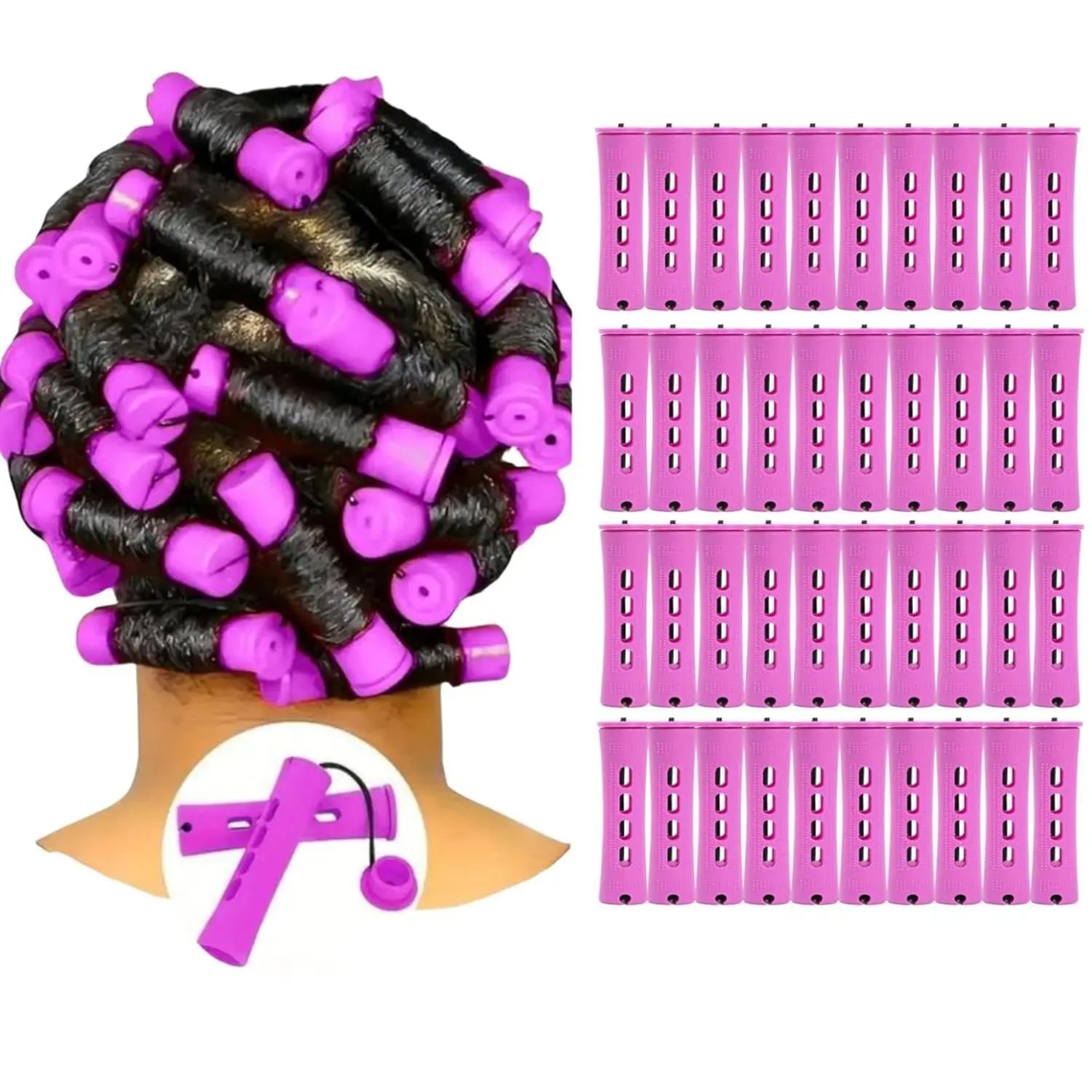 40Pcs Cold Wave Perm Rods Set  Plastic Curling Rollers For Long  Short Natural Hair DIY Hairdressin 7