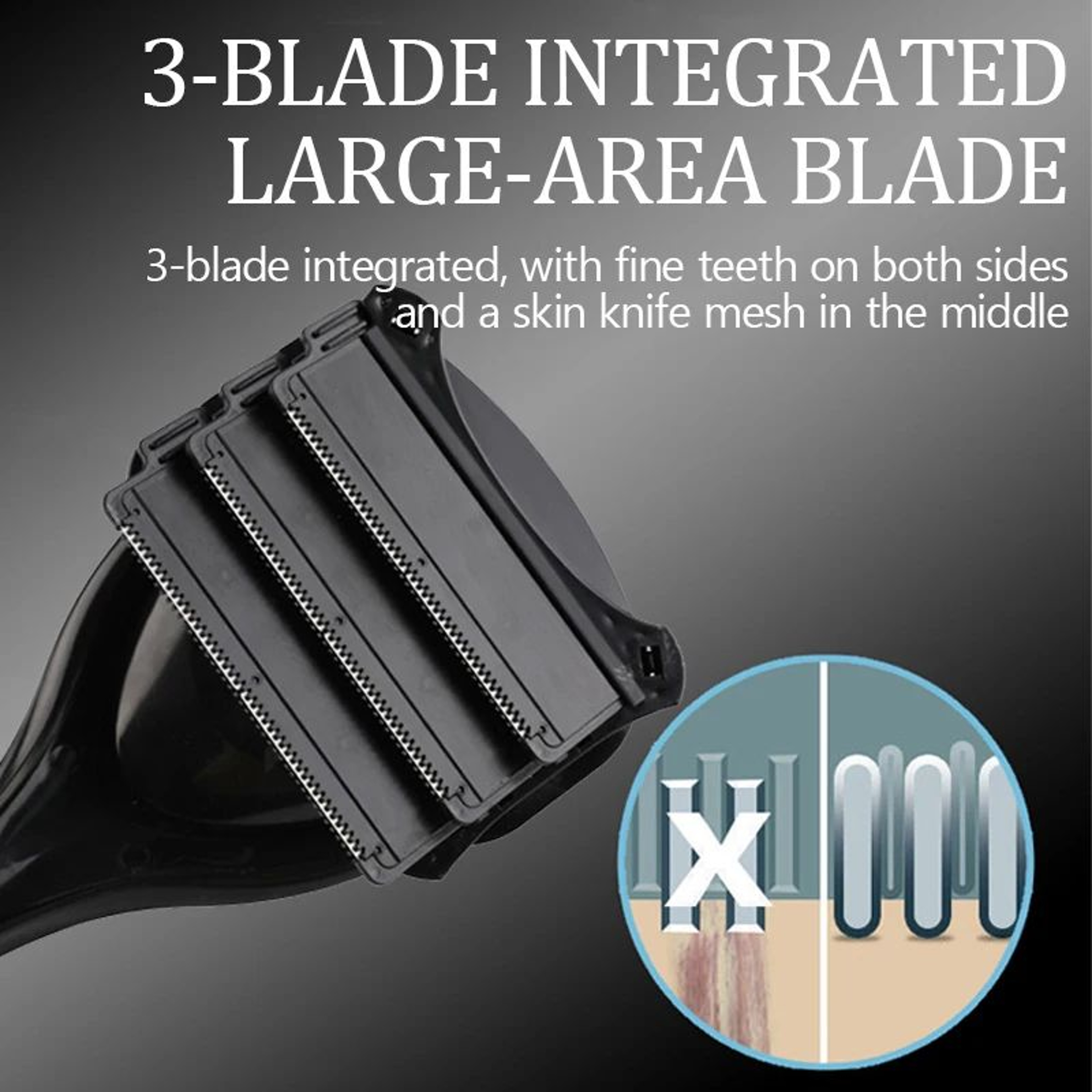 Mens Painless Back Hair Shaver  3Blade Long Handle Body Groomer Foldable Portable Back Hair Removal 3