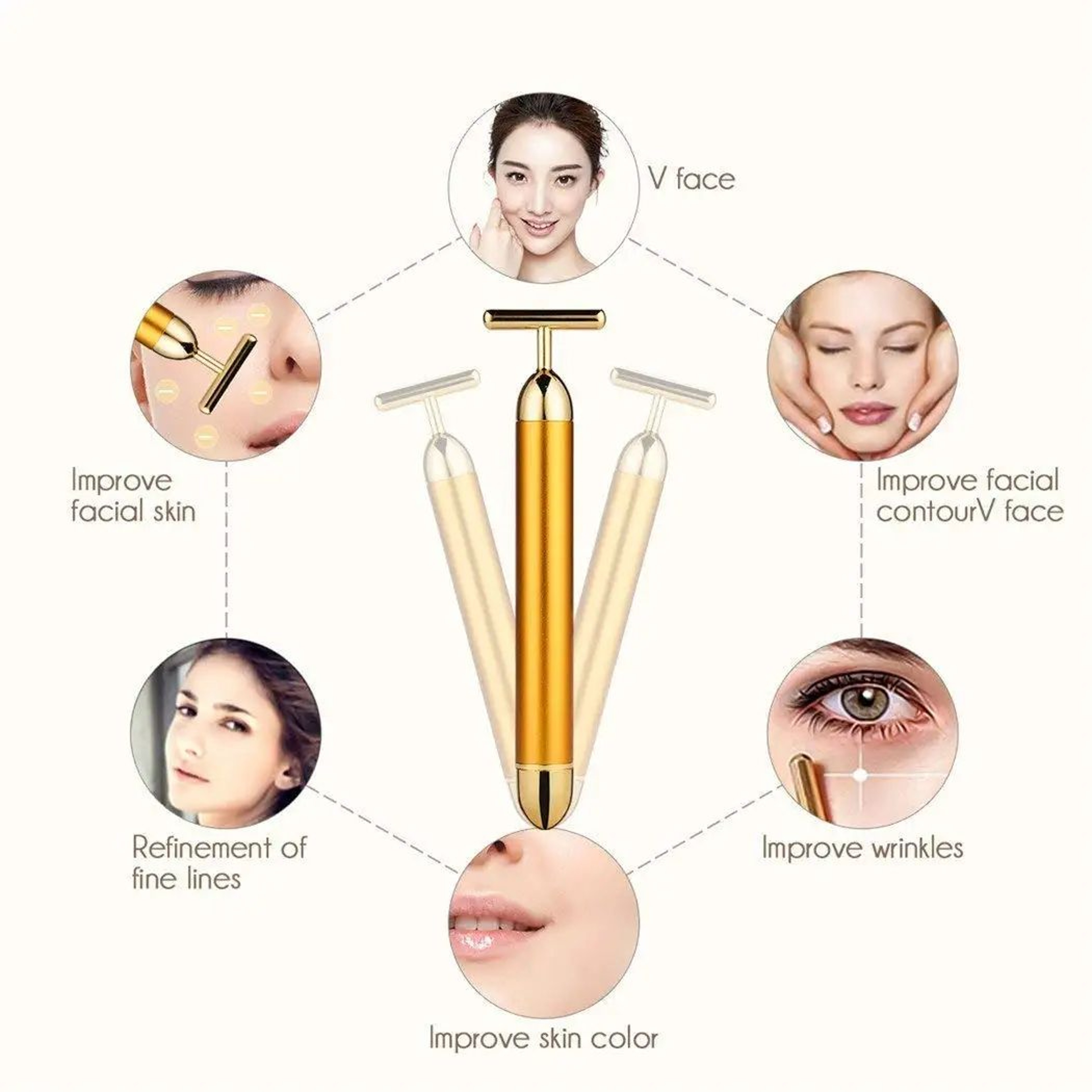 24K Gold Electric Face Massager Vibrating Rose Quartz 3D Roller For Lifting Sculpting  Glow  Gua Sh 6