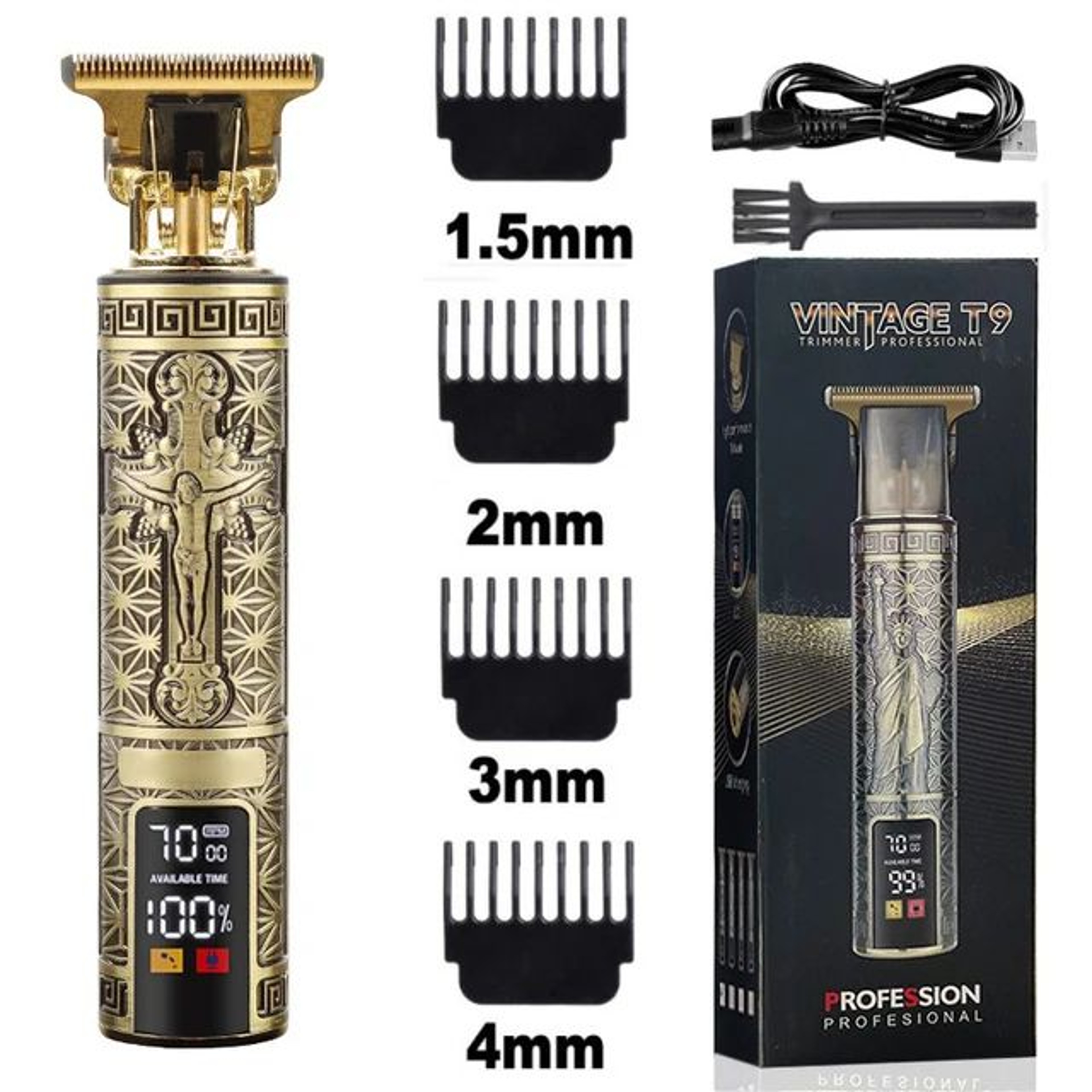 Mens T9 Electric Hair Trimmer  Professional Barber Clipper For Haircuts  Beard Shaping  Precision C 7