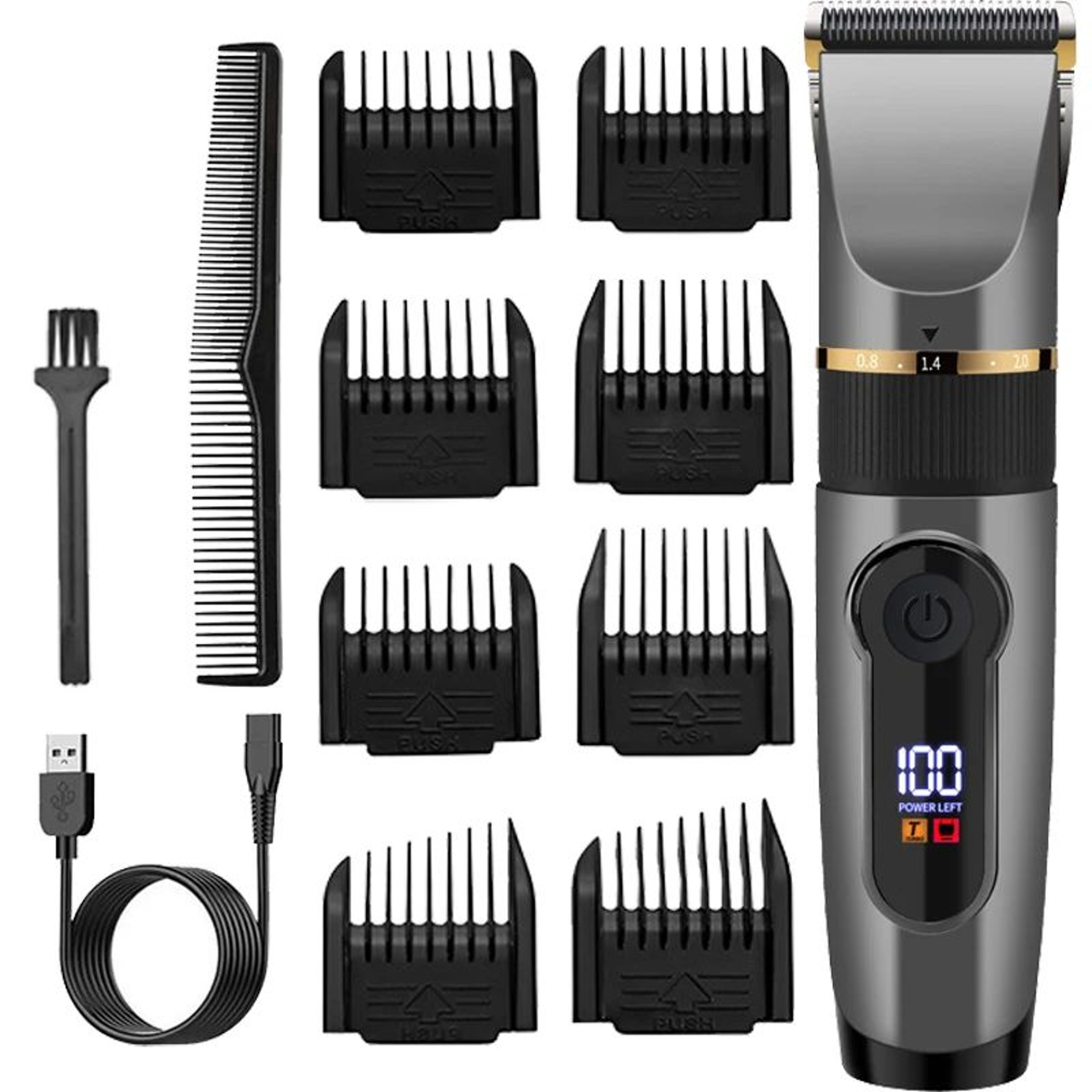 Waterproof Professional Hair Clipper  Rechargeable Electric Trimmer With LED Display Barber Hair Cu 16