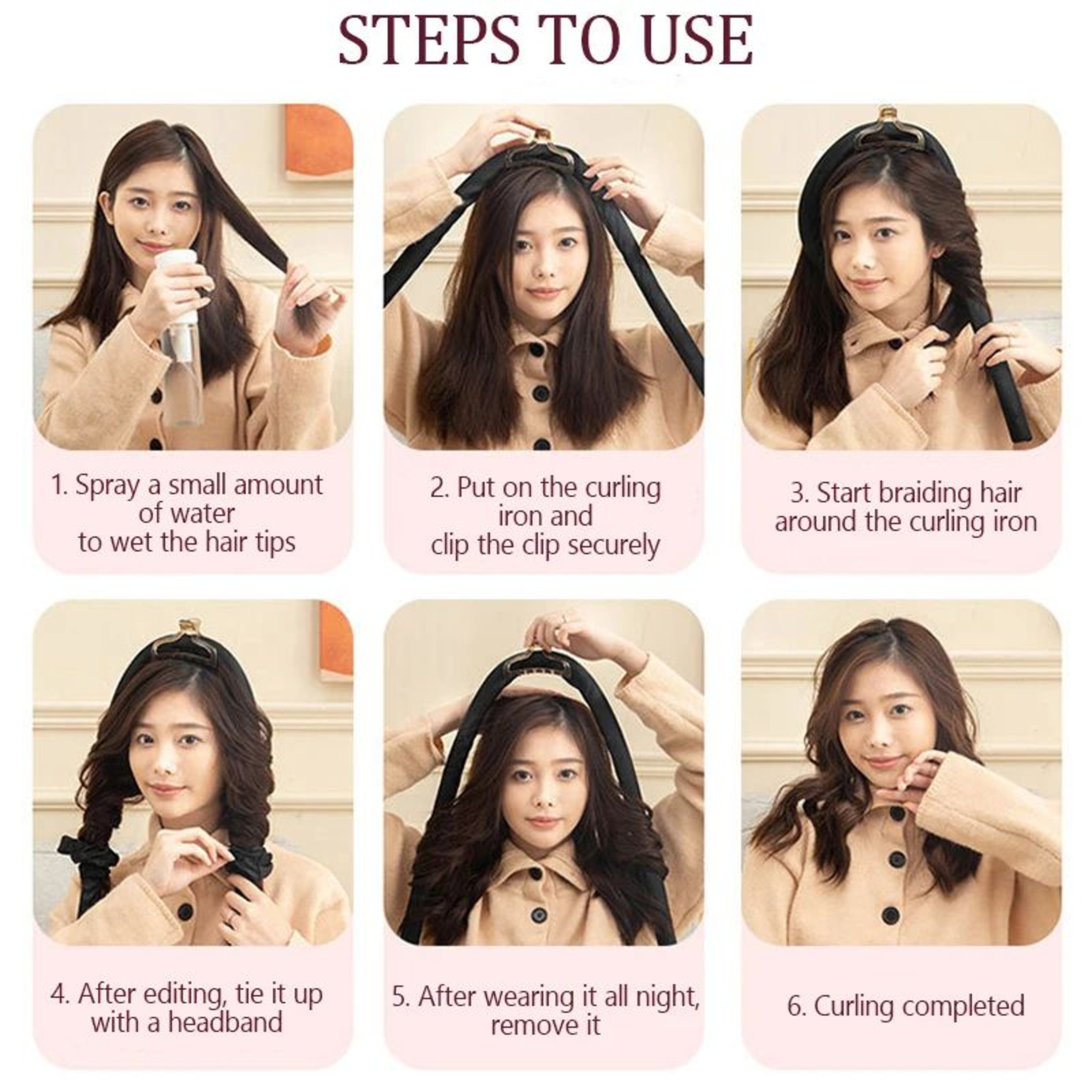 NoHeat Silk Curling Rod Headband  Heatless Overnight Hair Curler Ribbon Soft Sleeping Curlers For W 5