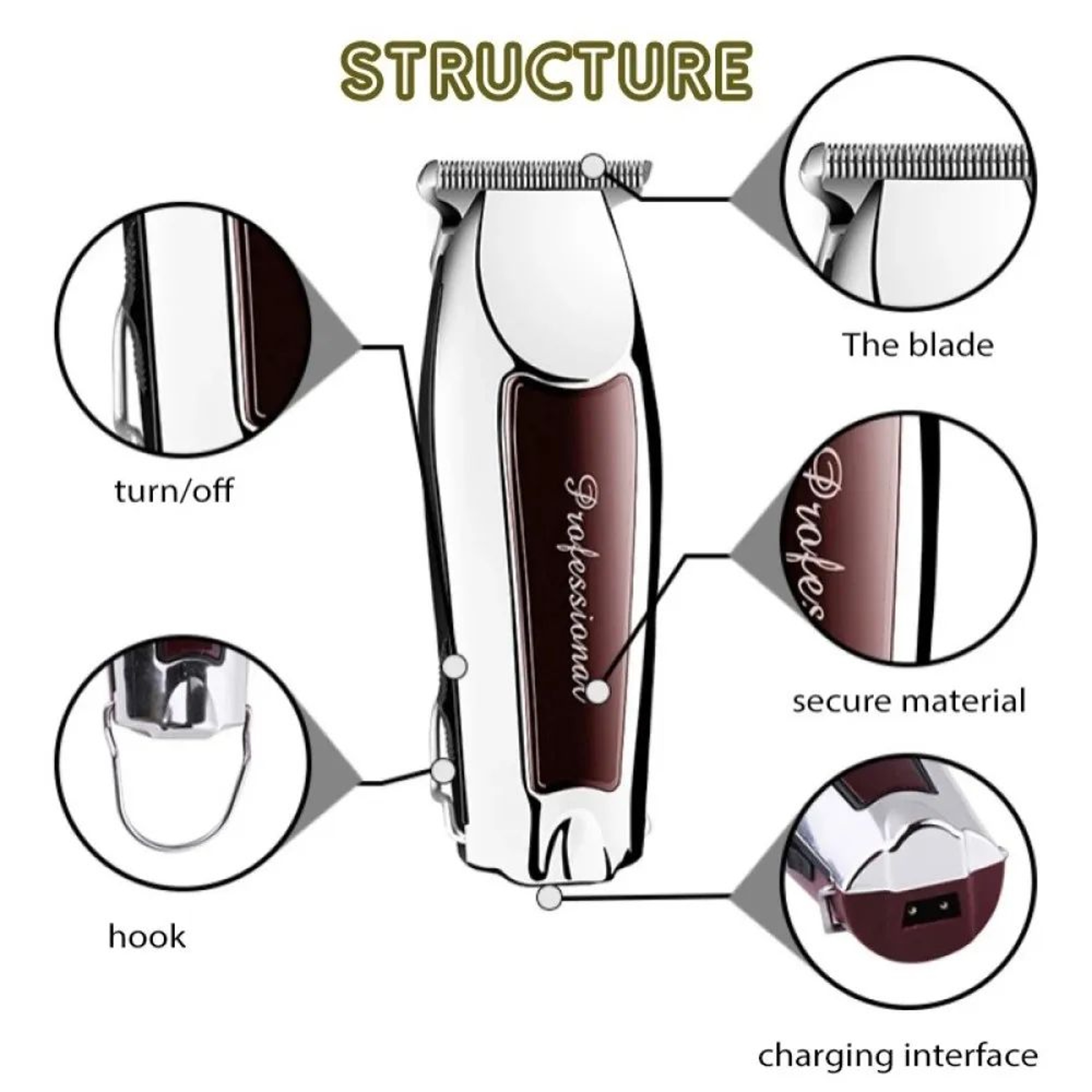 Rechargeable Cordless Hair Trimmer For Men  Professional Electric Hair Clipper  Beard Trimmer 1