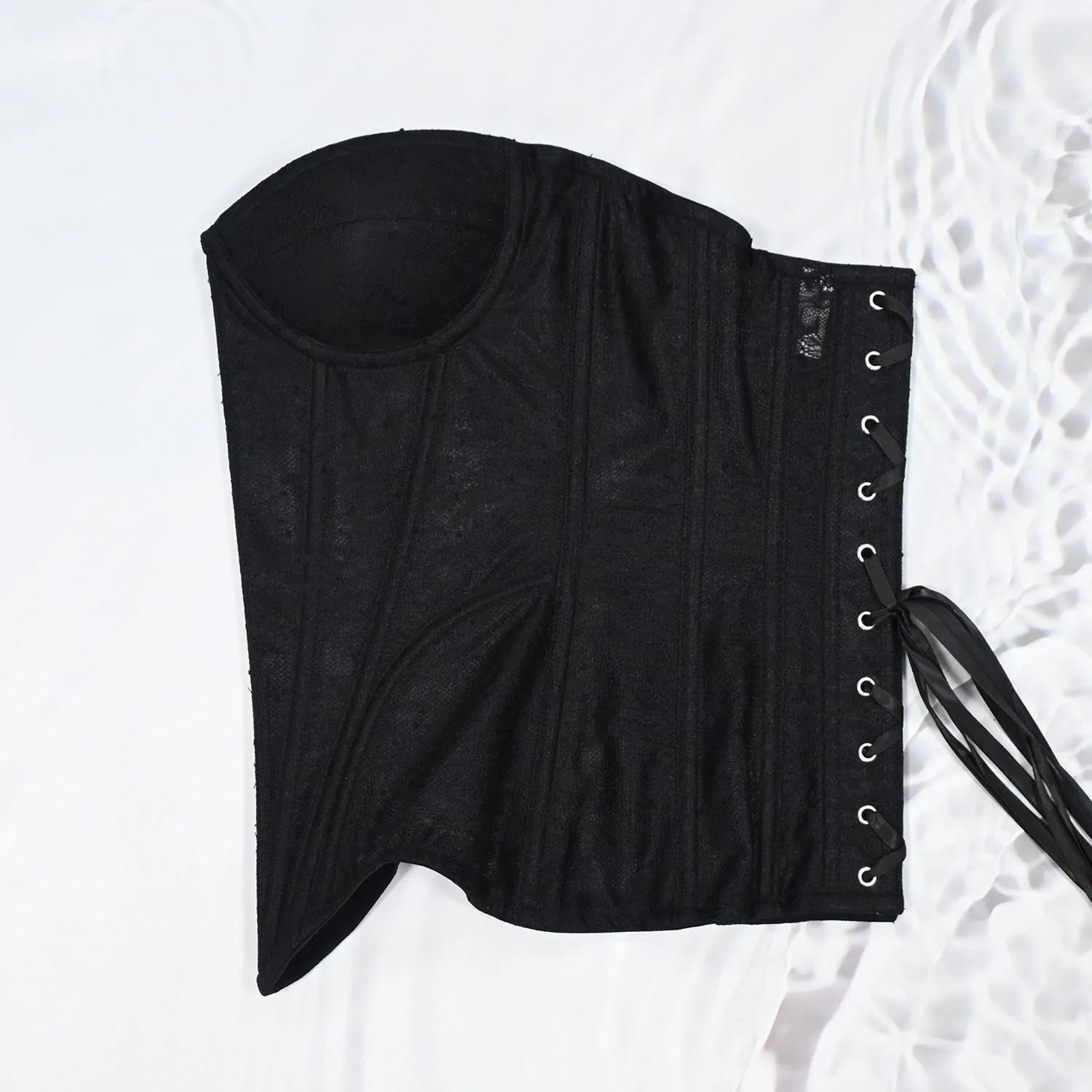 Floral Lace Overbust Corset Bustier  Strapless Steel Boned LaceUp Bodice  PushUp Corset Crop Top Fo 10