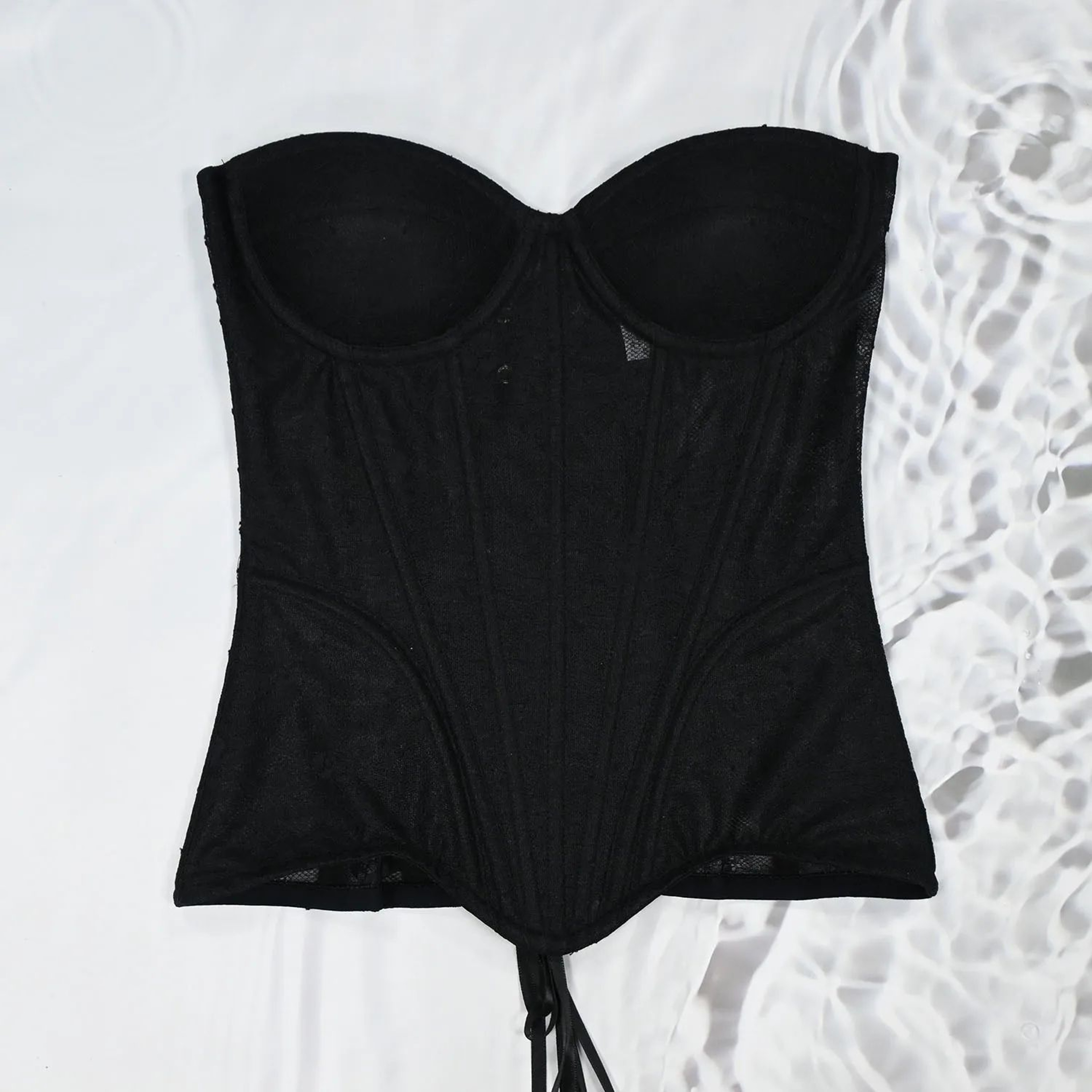 Floral Lace Overbust Corset Bustier  Strapless Steel Boned LaceUp Bodice  PushUp Corset Crop Top Fo 12