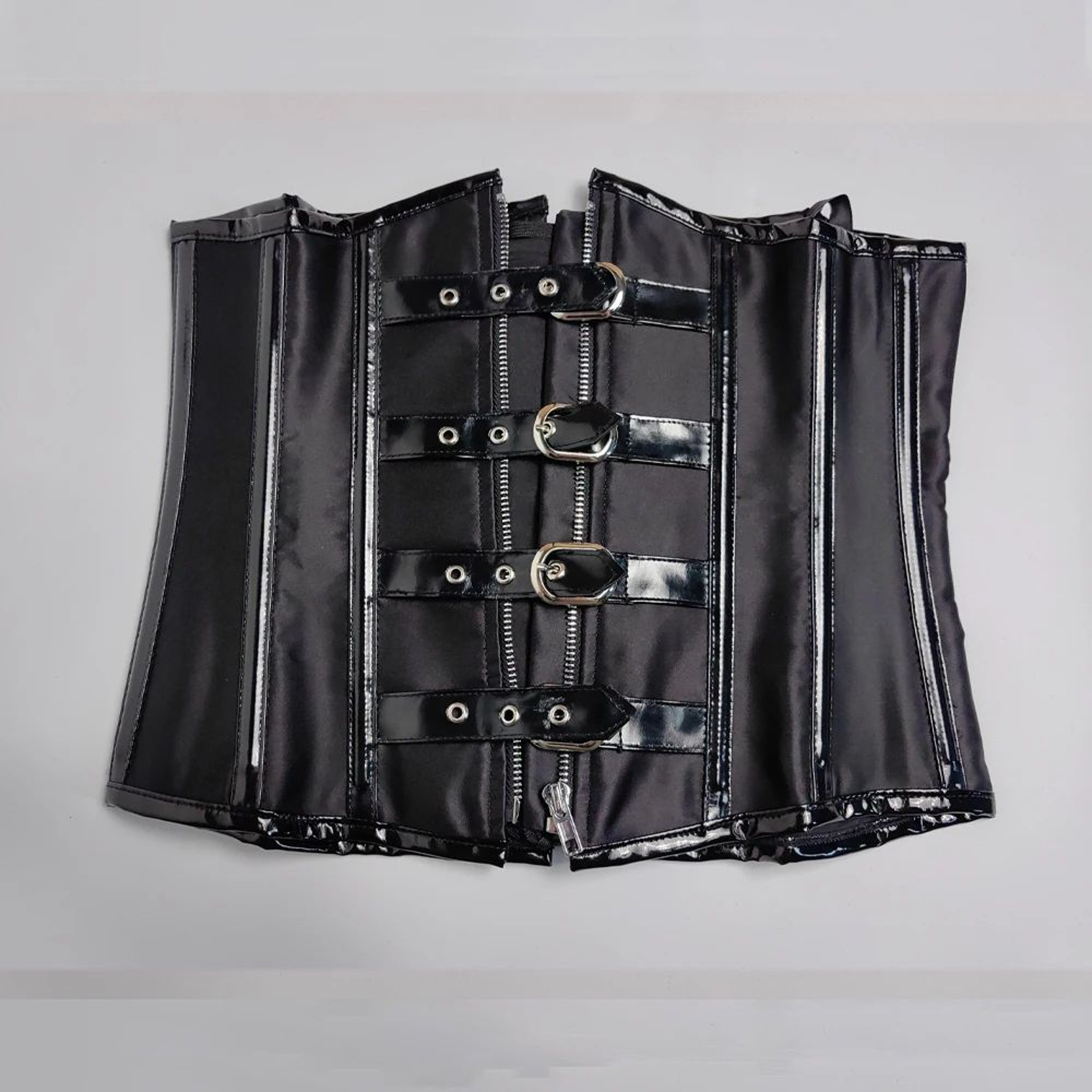 Mens Waist Trainer Corset With Zipper  Steel Boned LaceUp Body Shaper  Tummy Control Compression Wa 4