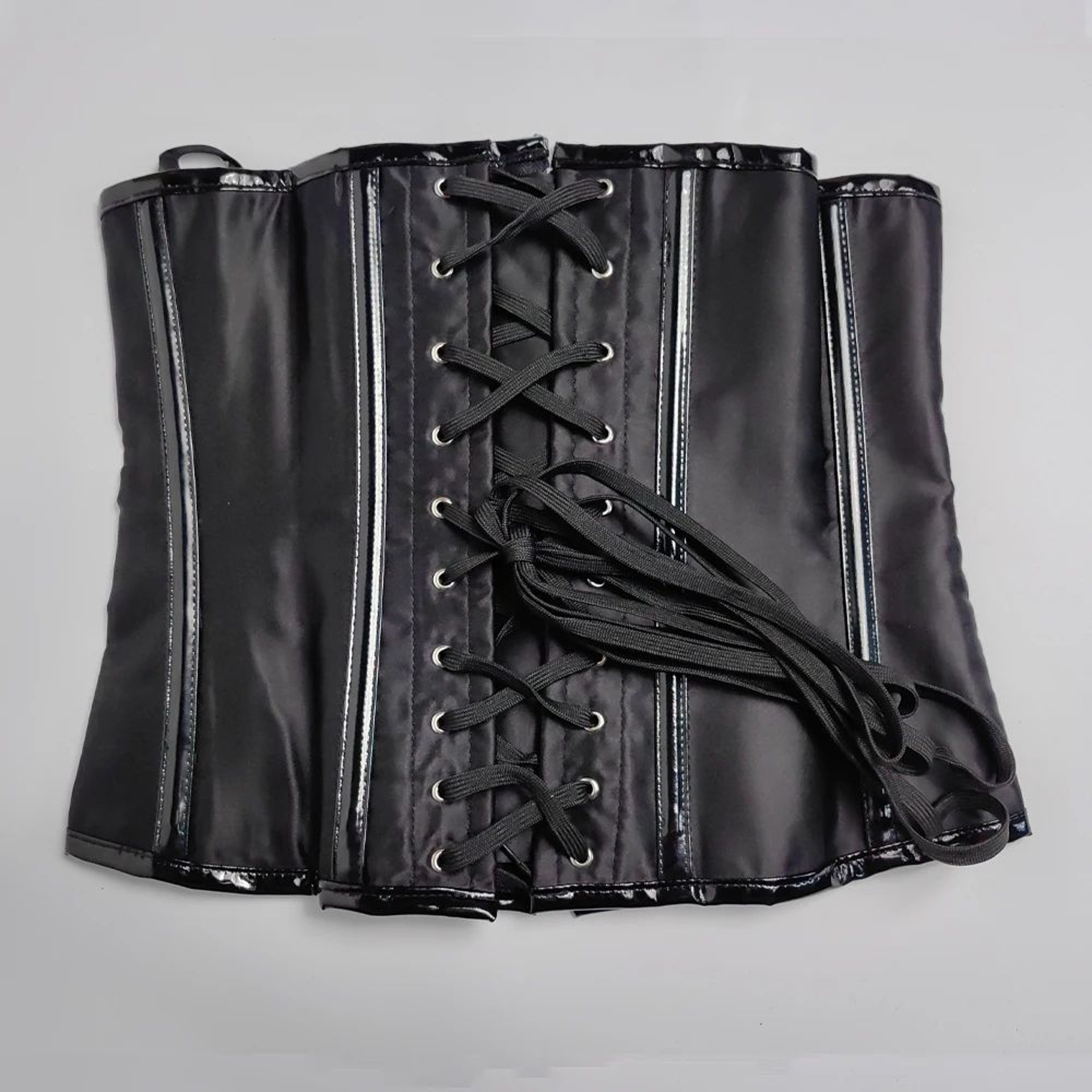 Mens Waist Trainer Corset With Zipper  Steel Boned LaceUp Body Shaper  Tummy Control Compression Wa 5