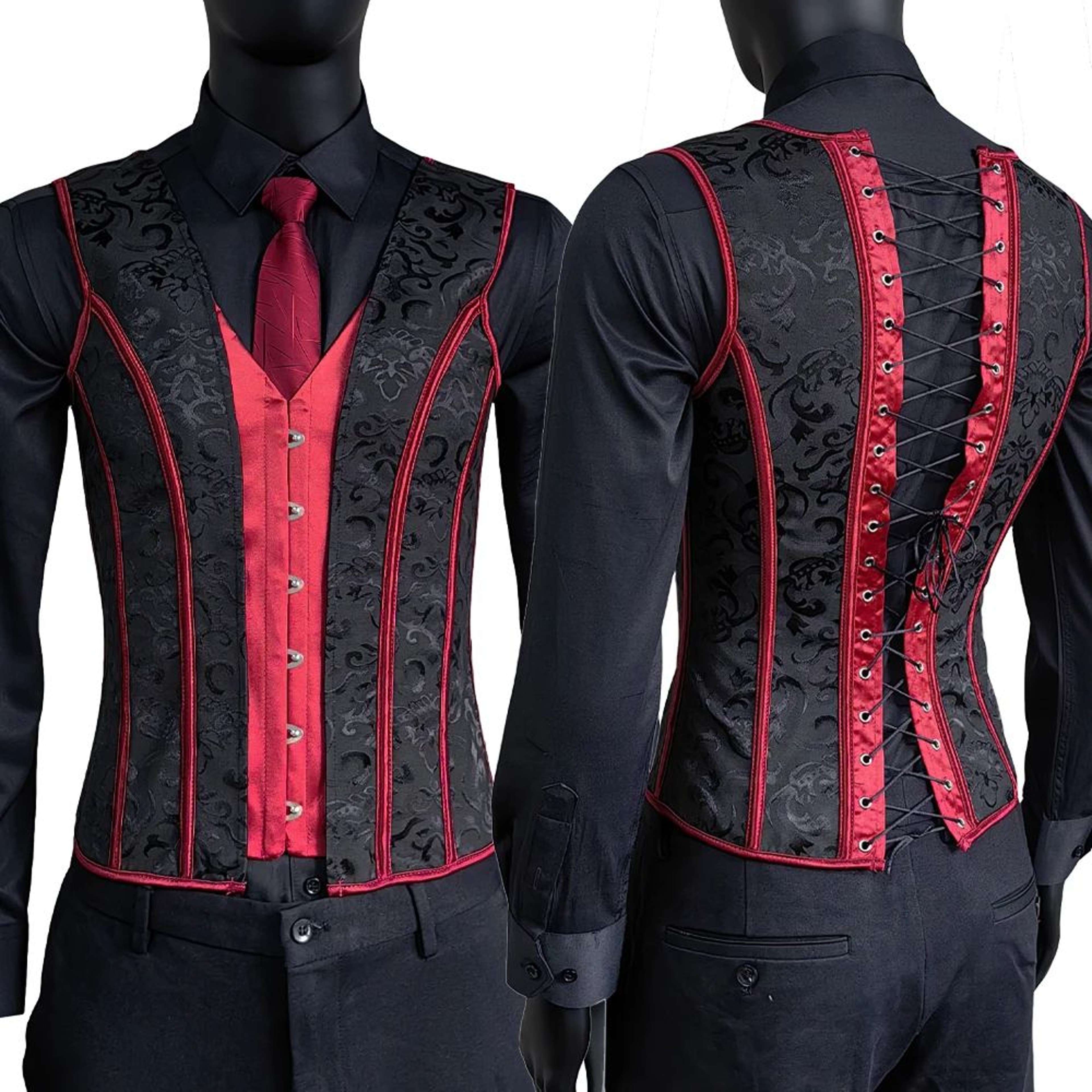Mens Vintage Corset Waistcoat  LaceUp Boned Abdomen Shaping Vest Tummy Control Waist Girdle For For 4