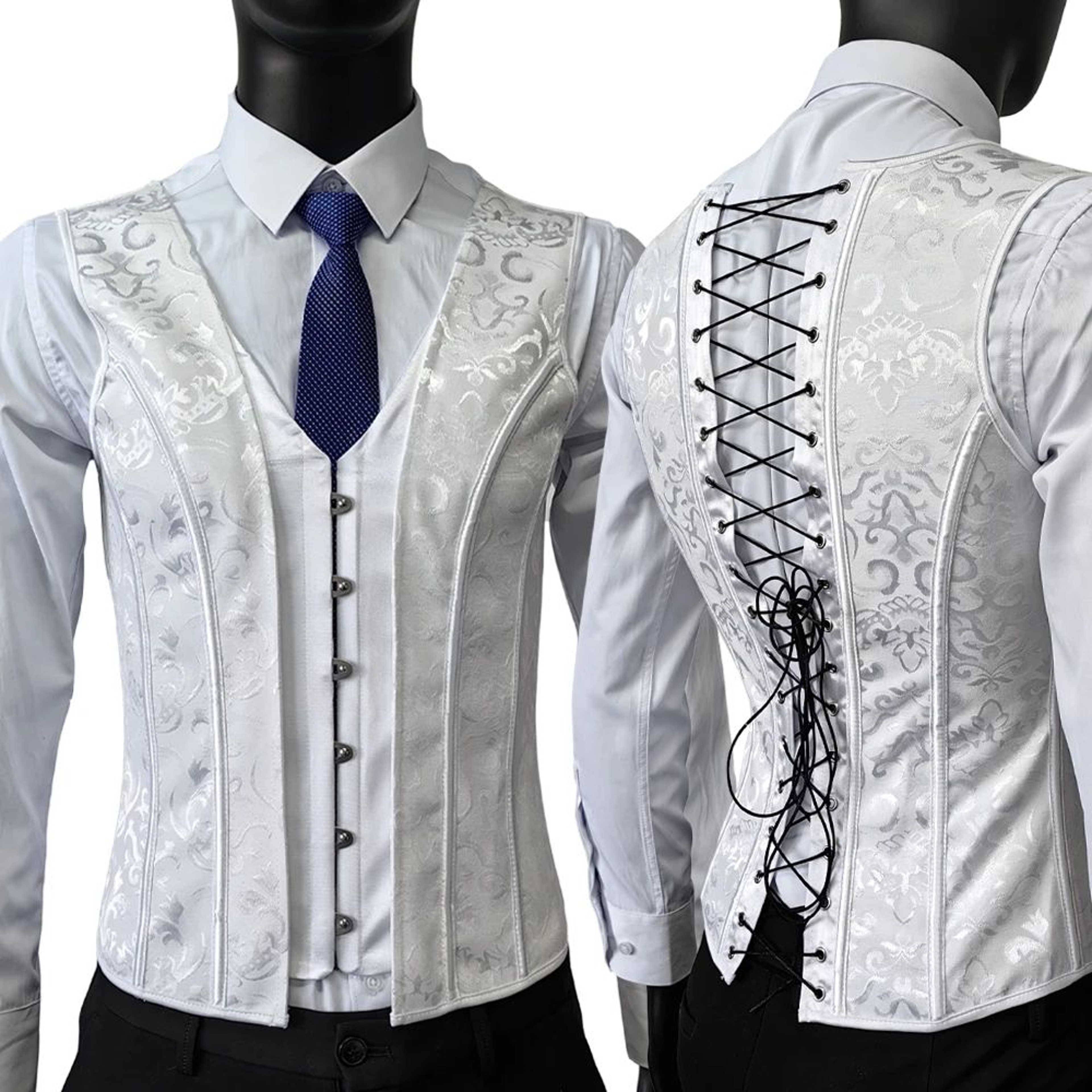 Mens Vintage Corset Waistcoat  LaceUp Boned Abdomen Shaping Vest Tummy Control Waist Girdle For For 18