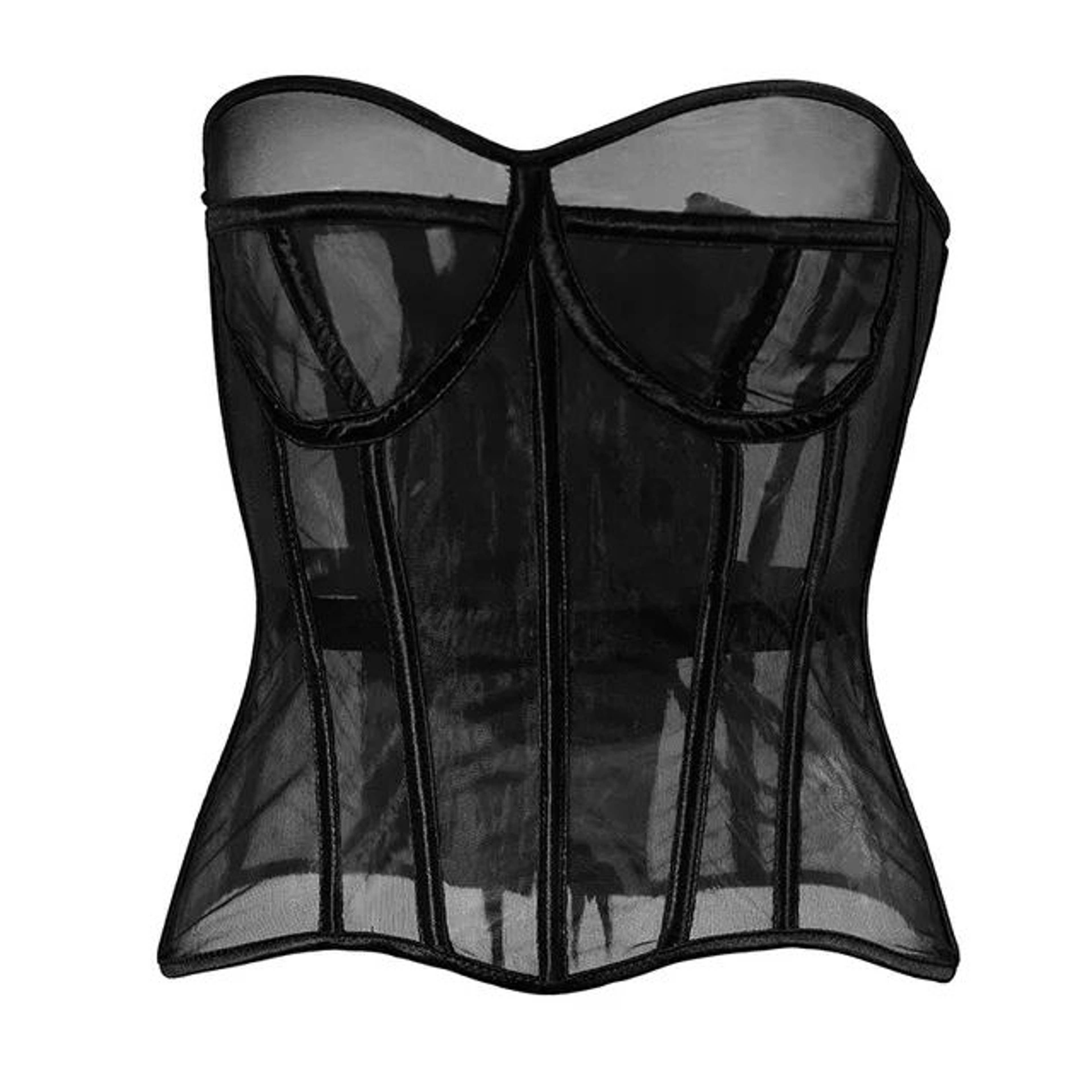 Womens Mesh Boned Corset Bustier  PushUp Shaping Transparent Bodice For Waist Slimming  Dress Outwe
