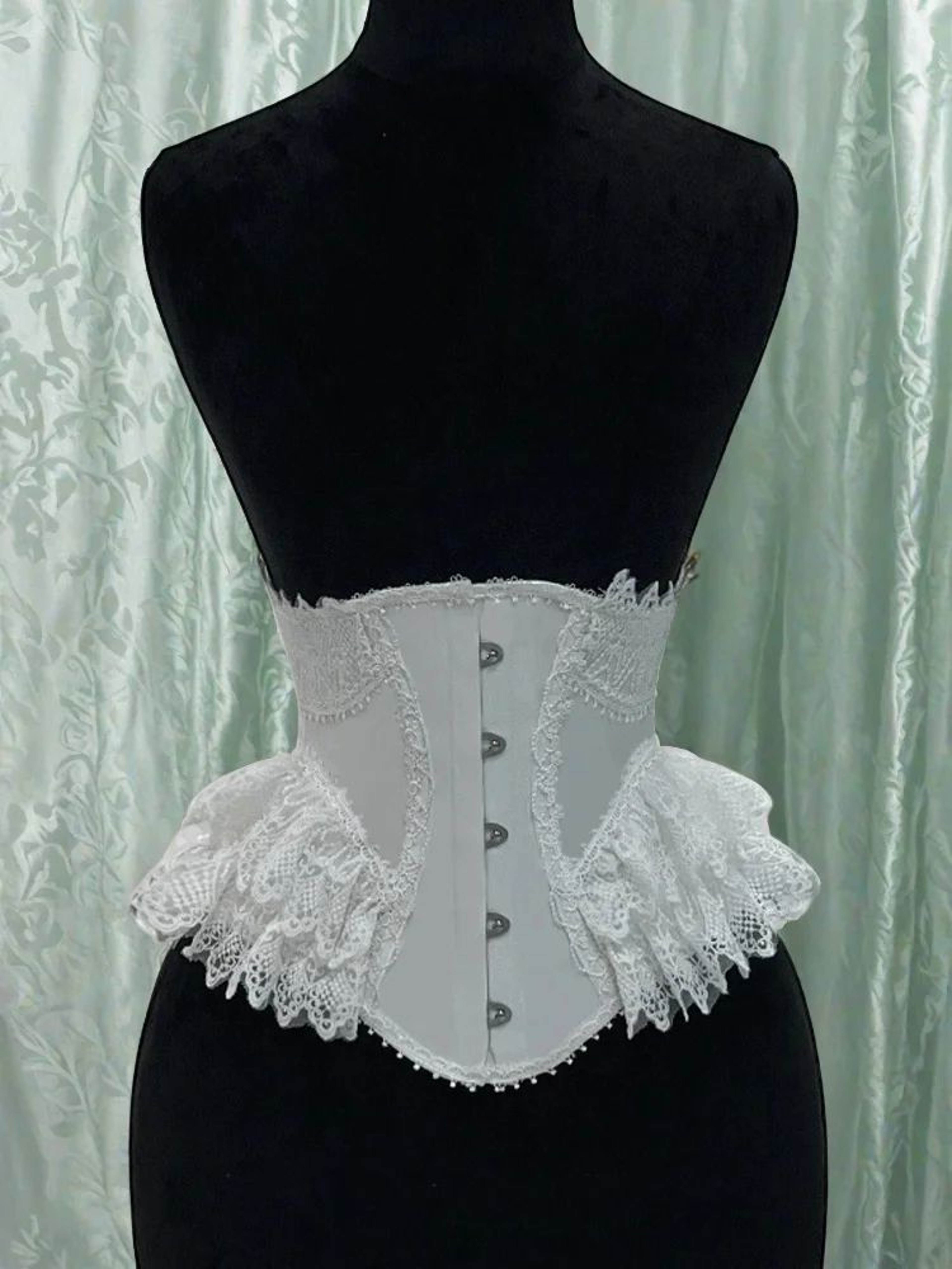 Womens Fancy Underbust Lace Corset Bustier  Gold Boned LaceUp Waist Trainer Vintage Lolita Bodice F 10