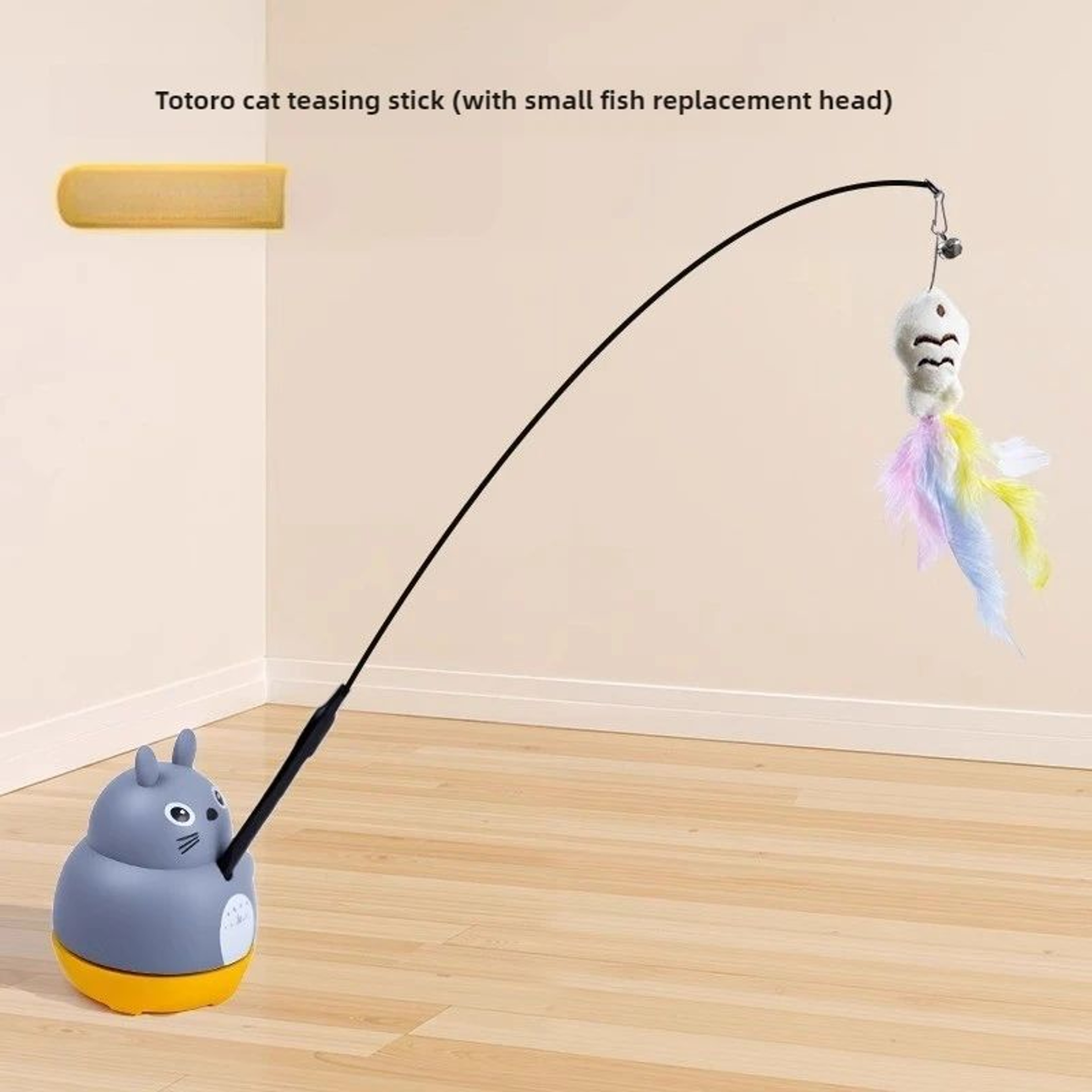 Cat Teaser Wand Stick With Feather  Steel Wire Long Pole Fishing Toy For Kittens And Cats Rotating  6