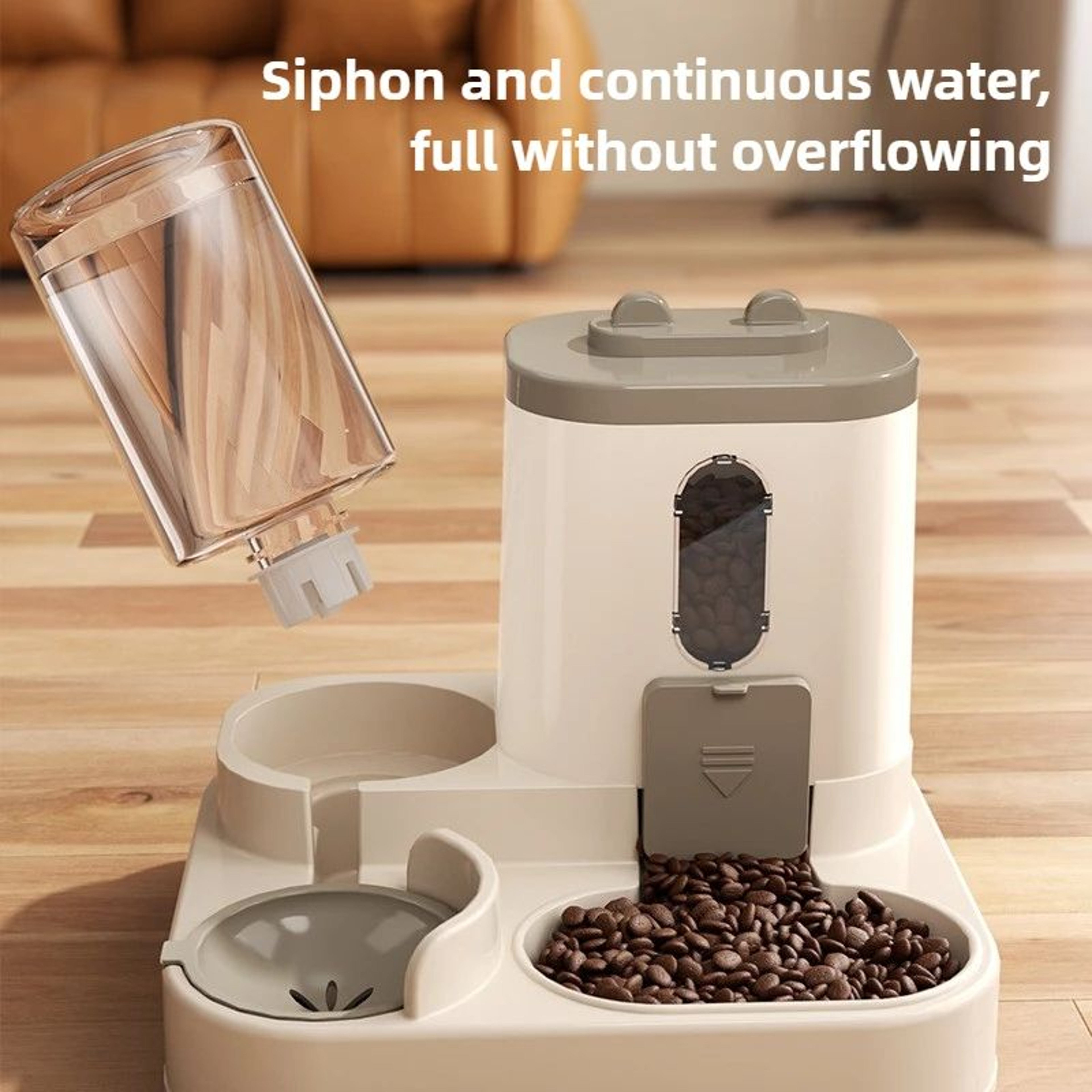 Automatic Dog Cat Feeder And Water Dispenser Set  Gravity Food Feeder And Waterer With Pet Food Bow 1