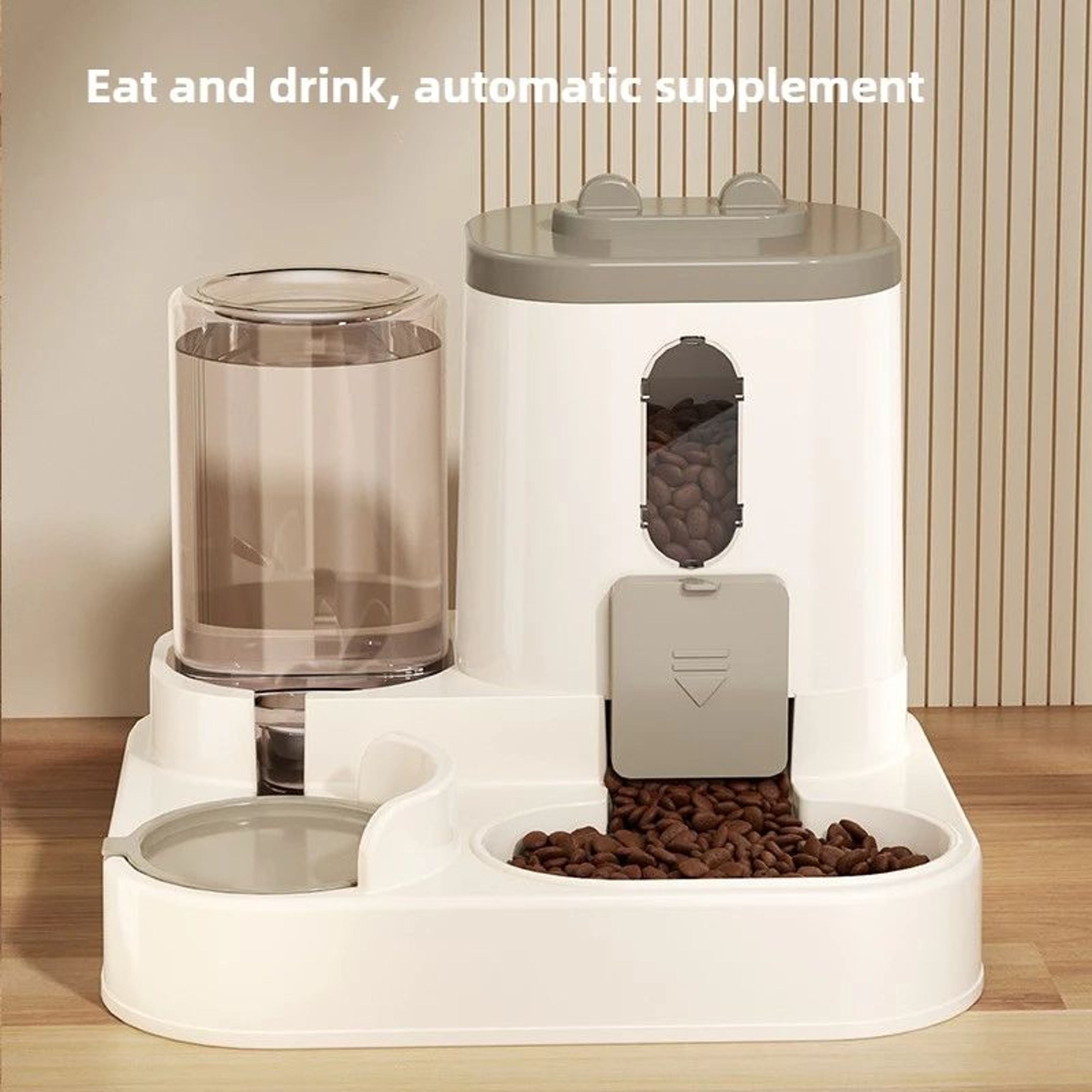 Automatic Dog Cat Feeder And Water Dispenser Set  Gravity Food Feeder And Waterer With Pet Food Bow 3