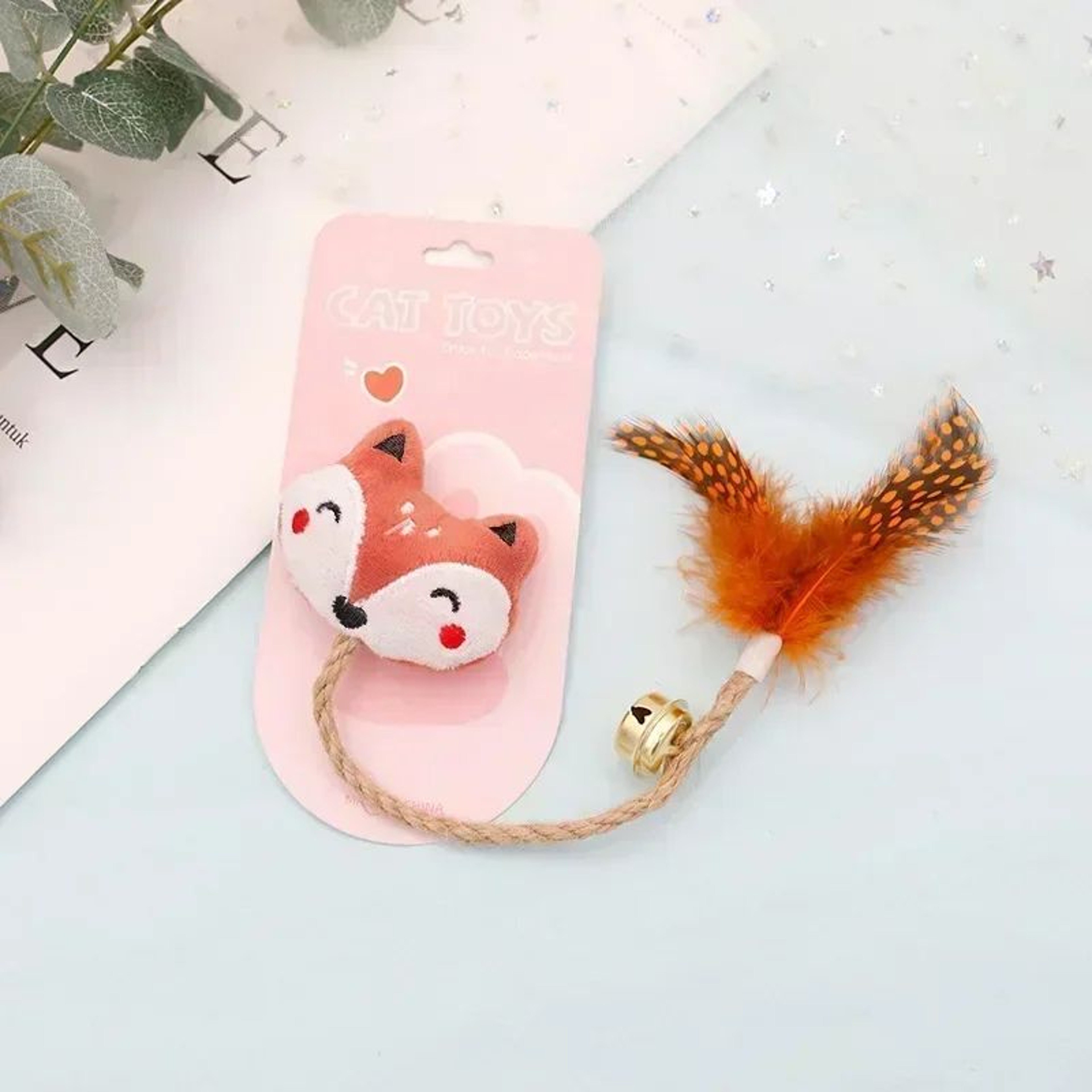 Catnip Feather Bell Chew Toy With Hemp Rope  Teething Dental Molar Stick For Kittens  Cats 1