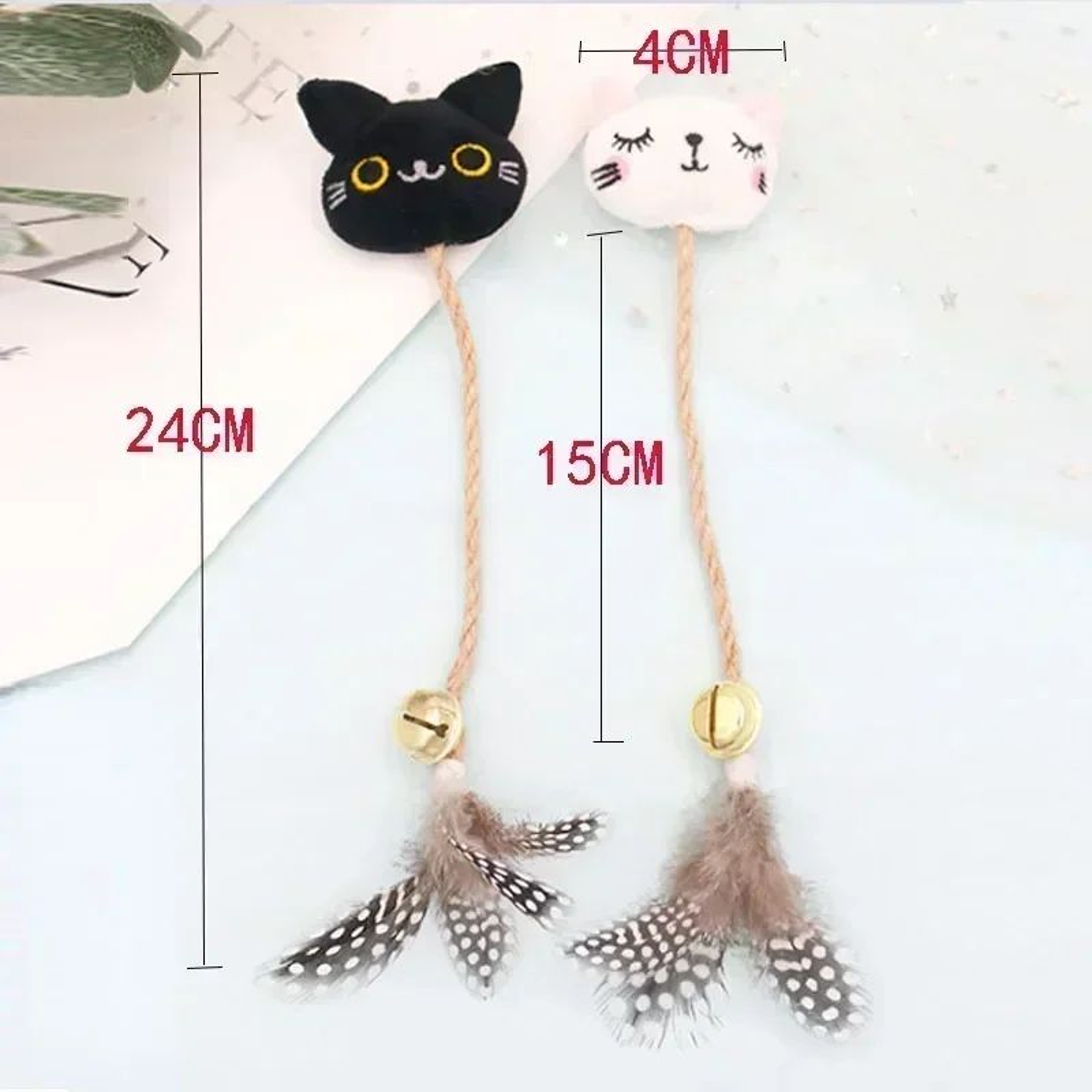 Catnip Feather Bell Chew Toy With Hemp Rope  Teething Dental Molar Stick For Kittens  Cats 2