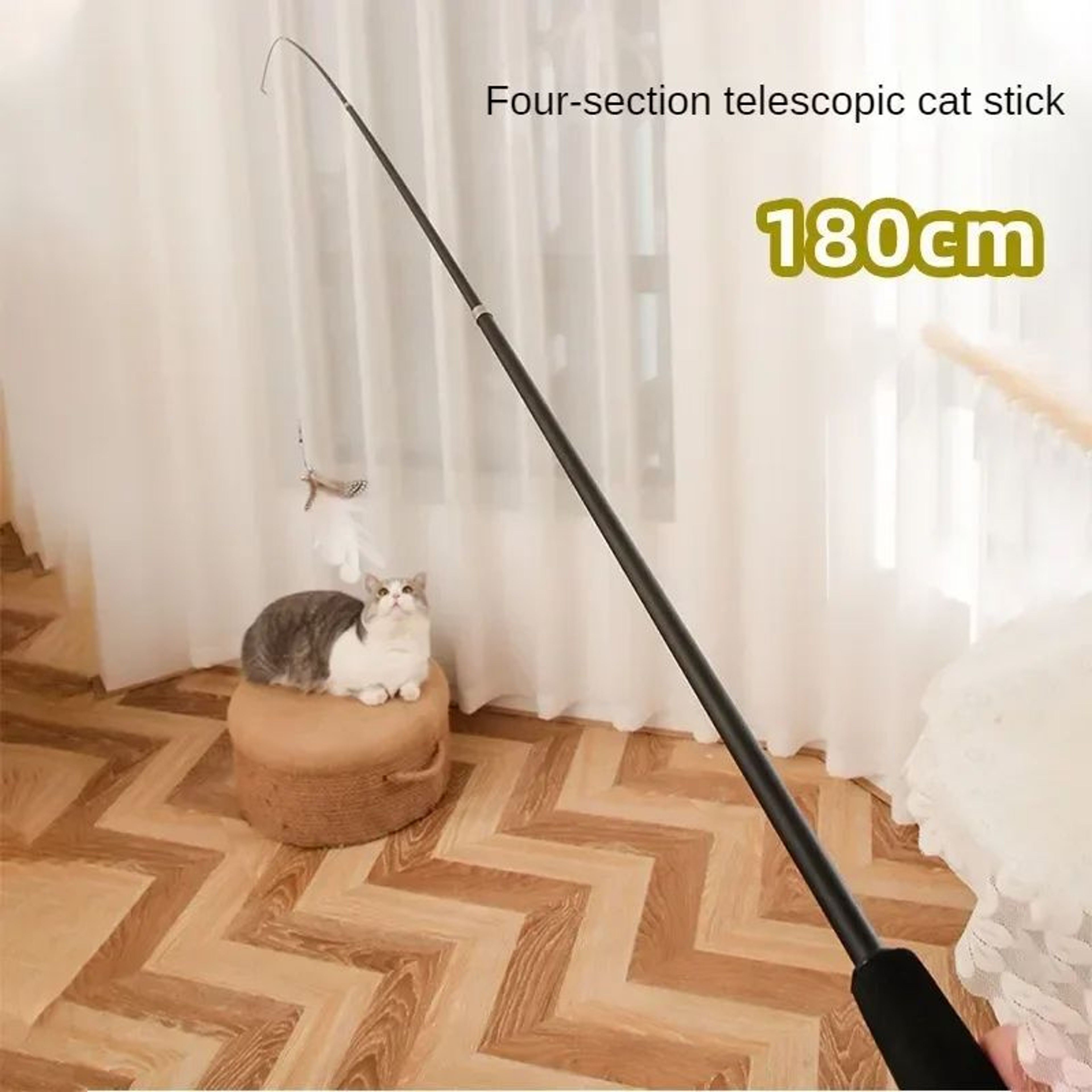 709 In Telescopic Feather Wand Cat Toy  Carbon Fiber ExtraLong Teaser Stick For Interactive Play Sc 0