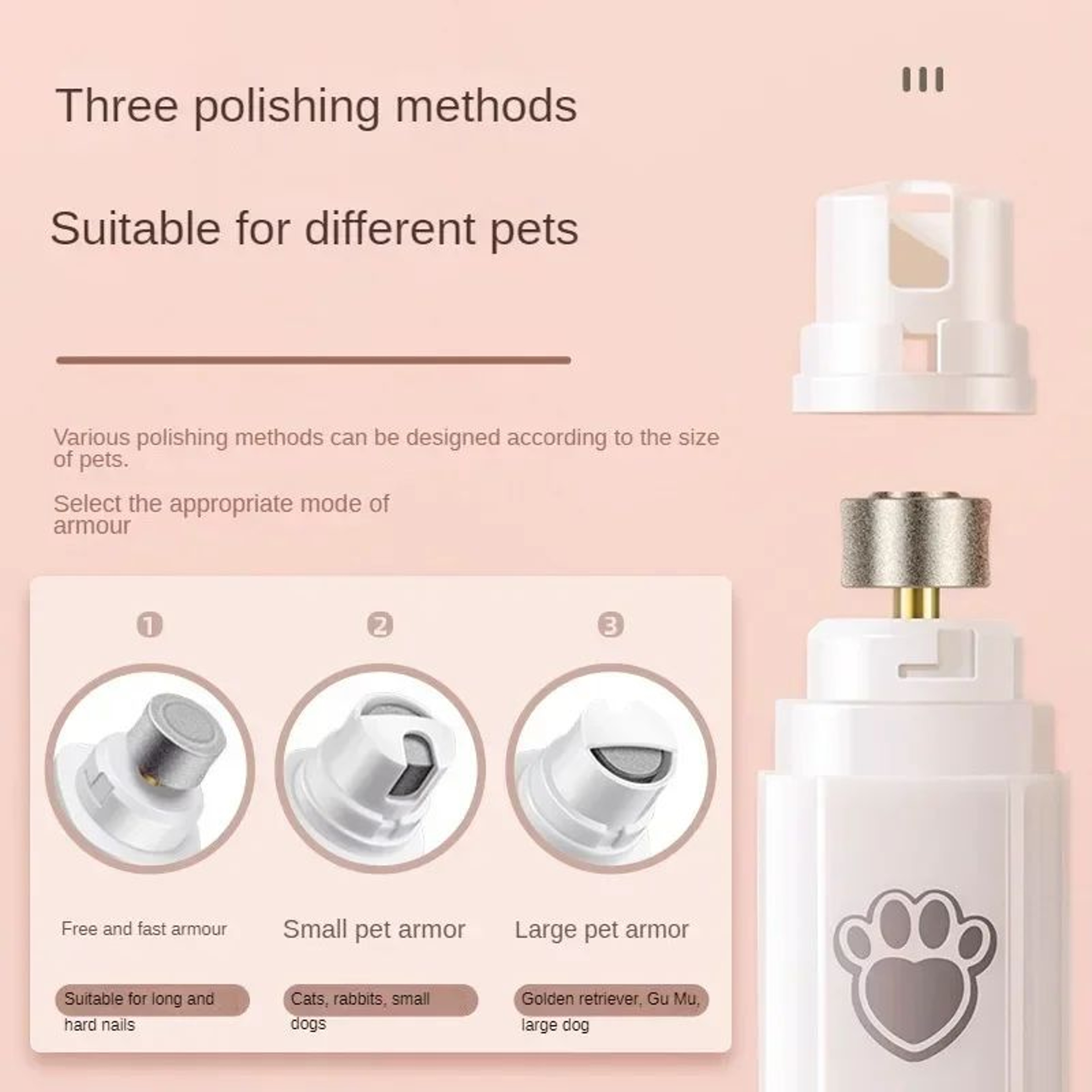 USB Rechargeable Electric Pet Nail Grinder With LED Light  2Speed Dog  Cat Nail Trimmer With Polish 1
