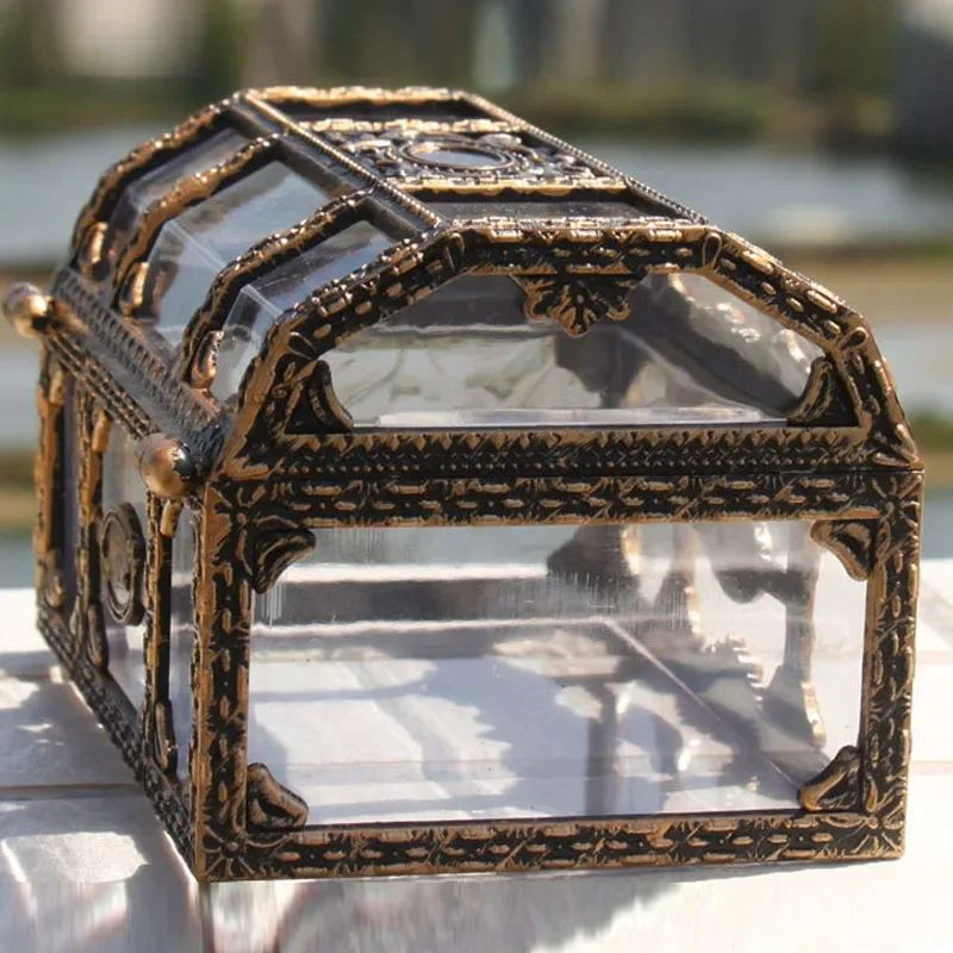 Transparent Pirate Treasure Chest Jewelry Box  Crystal Gem Storage Organizer For Trinkets Rings  Ke 0