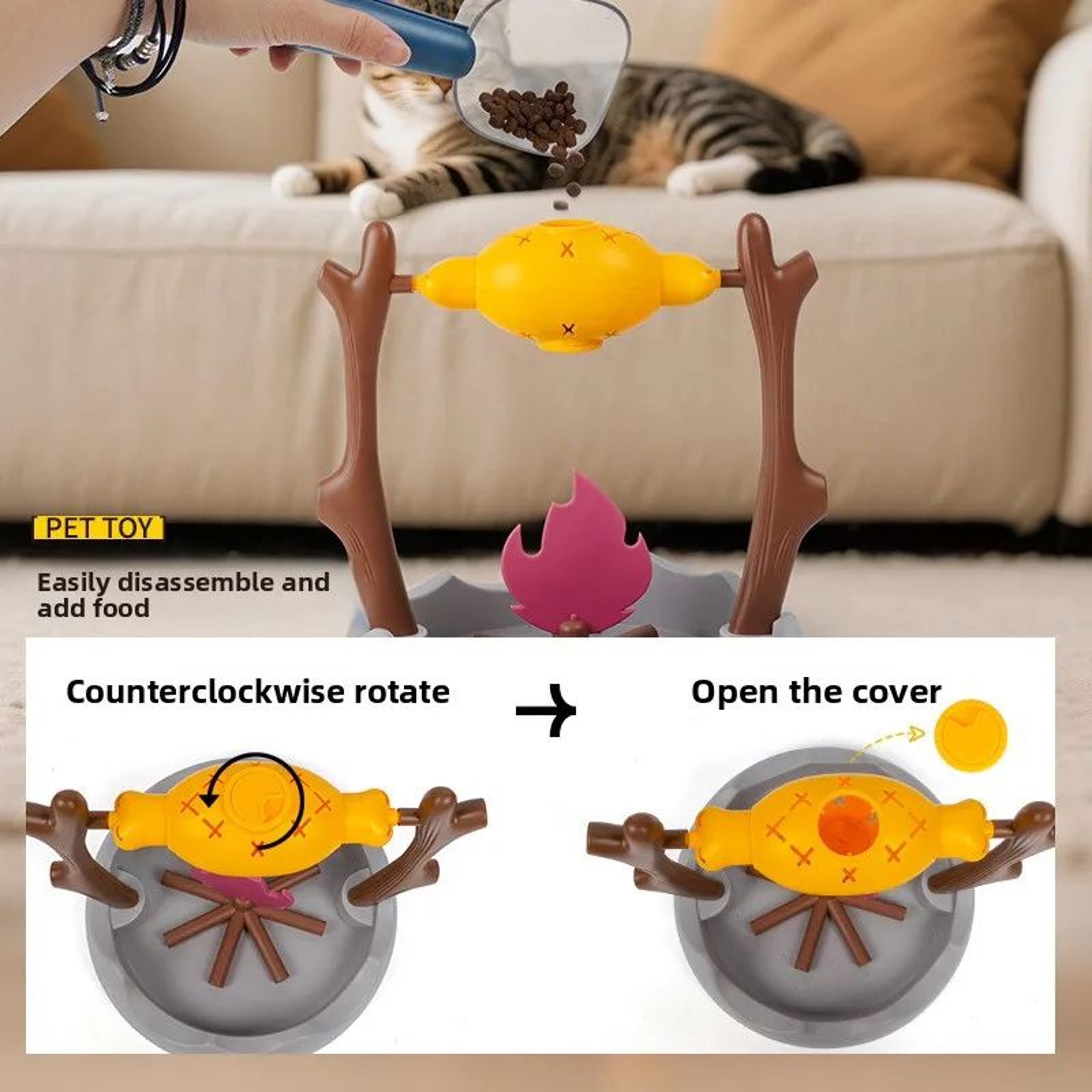 360 Rotating Treat Hiding Feeder Toy  Slow Feeder Puzzle For Cats  Dogs Roasted Chicken Leg Design 2