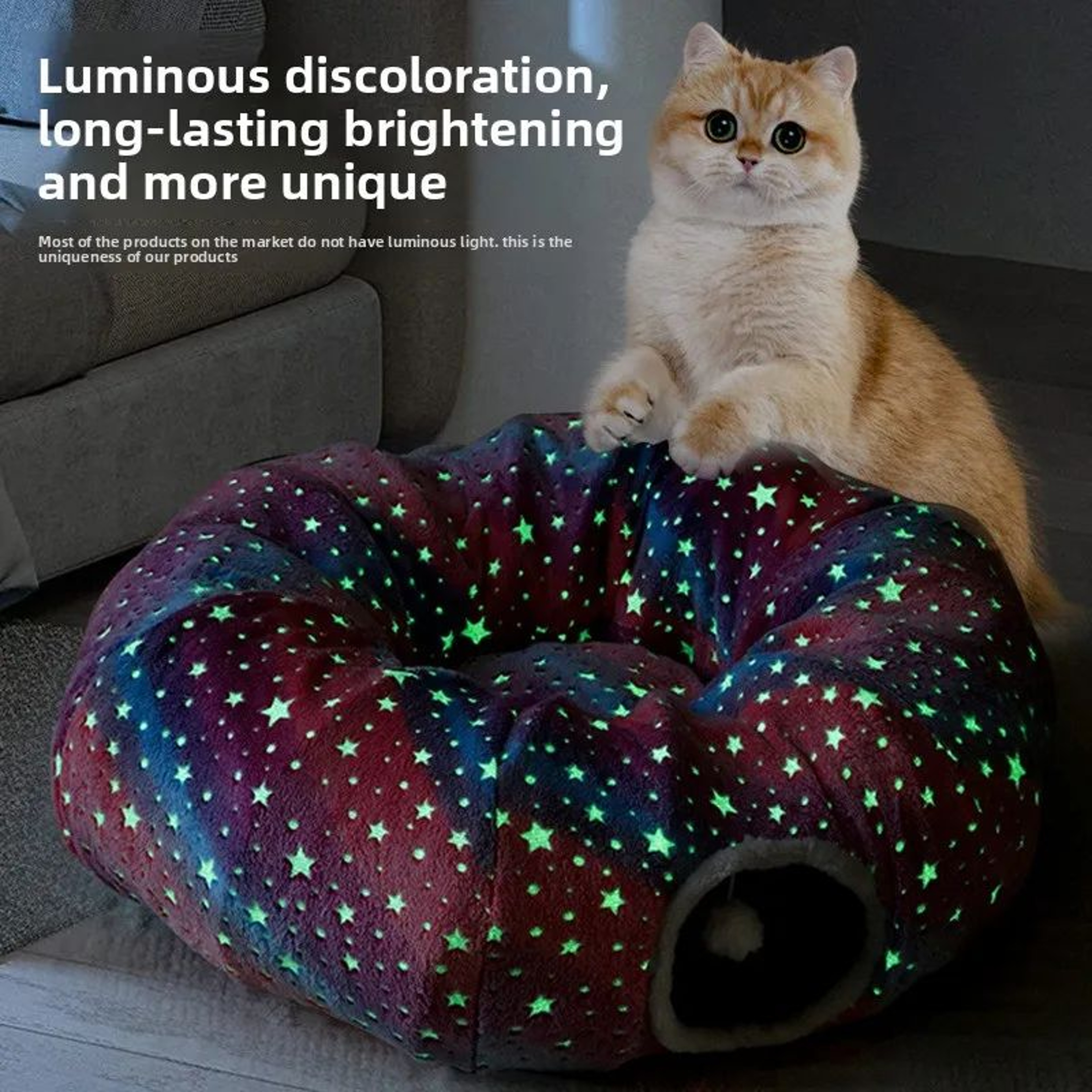 Foldable Cat Tunnel Bed With Peekaboo Cave  Washable Winter Playhouse With 4 Entry Points For Kitte 5