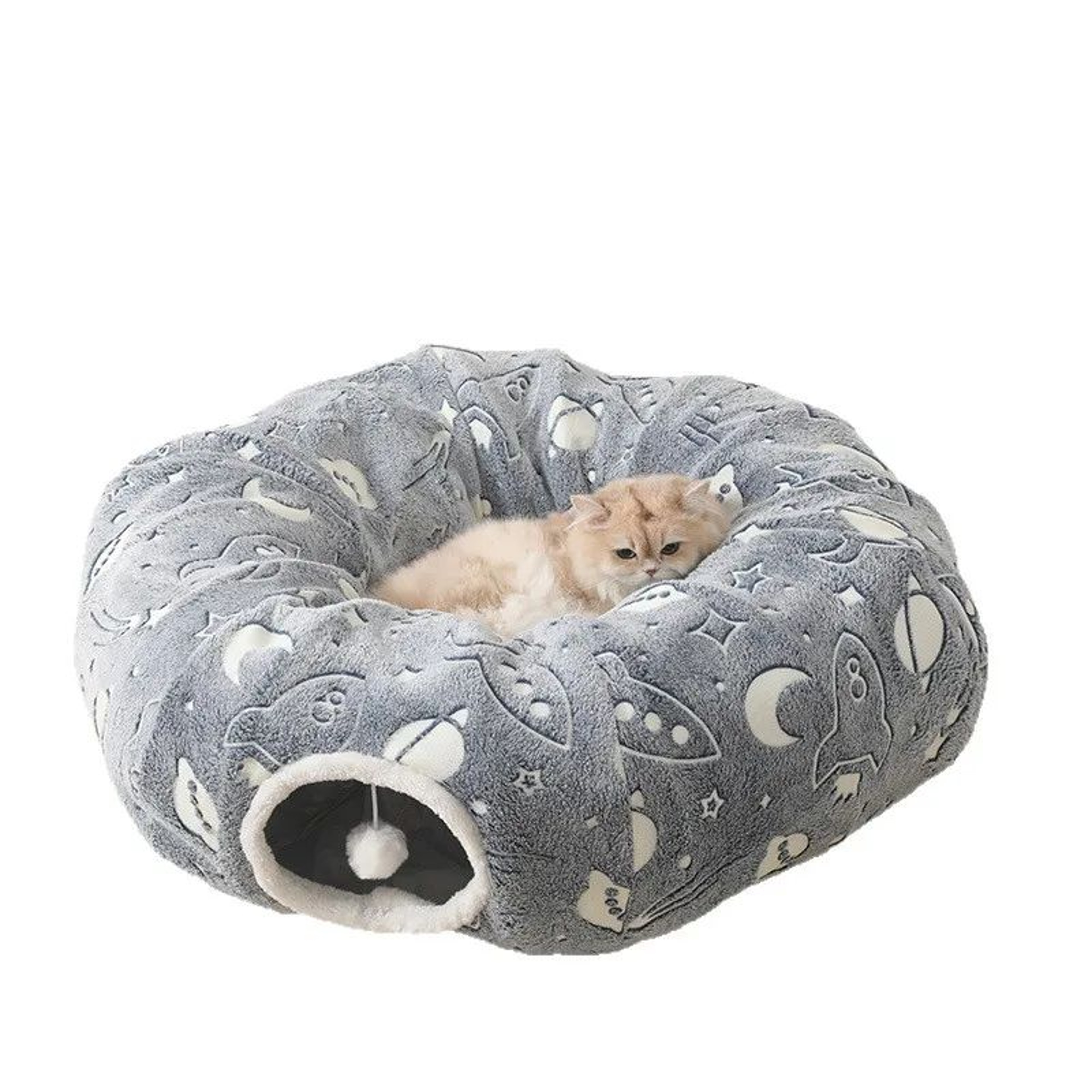 Foldable Cat Tunnel Bed With Peekaboo Cave  Washable Winter Playhouse With 4 Entry Points For Kitte 7