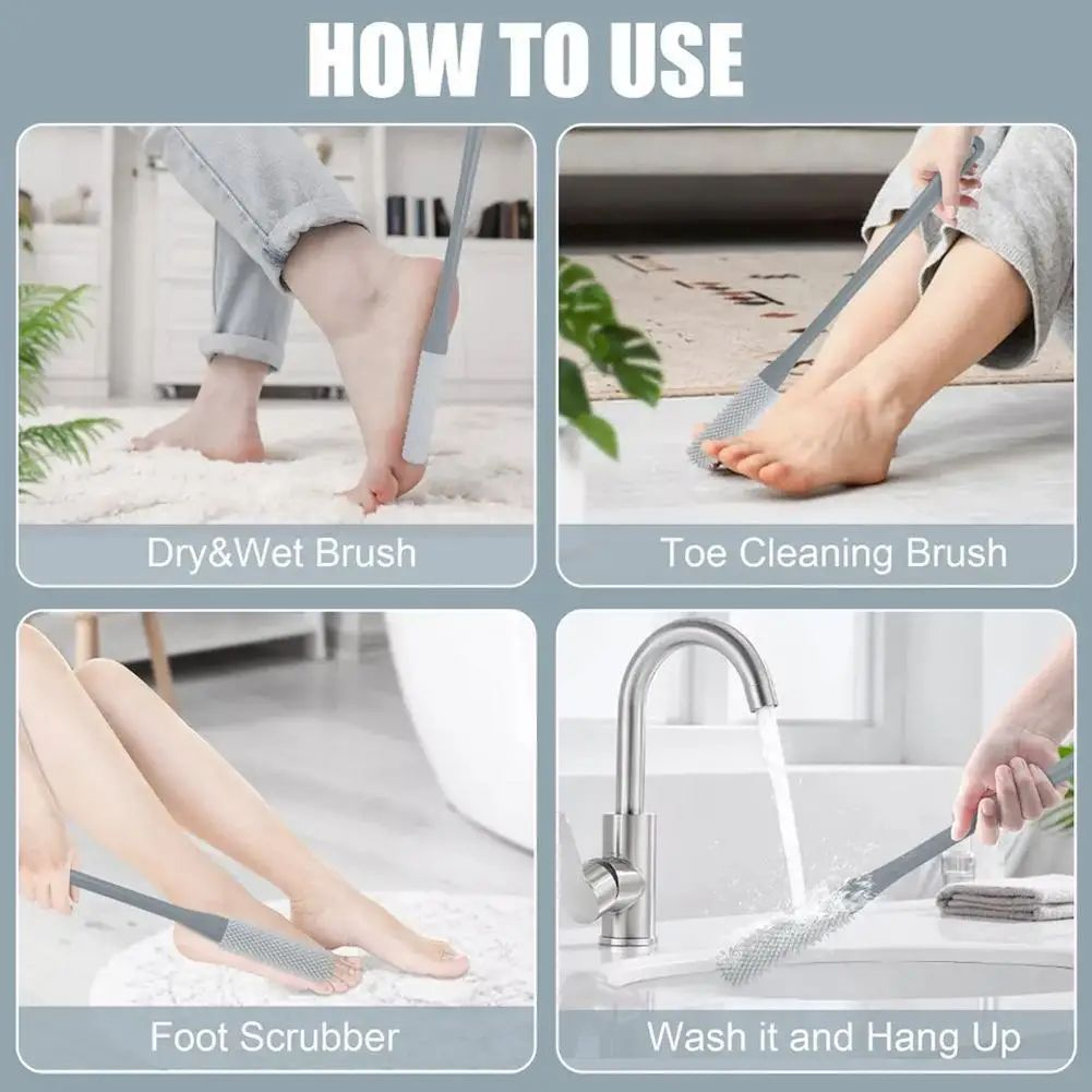 Long Handle Toe Cleaning Brush  Silicone Foot Scrubber For Shower BetweenToes Cleaner For Seniors A 5