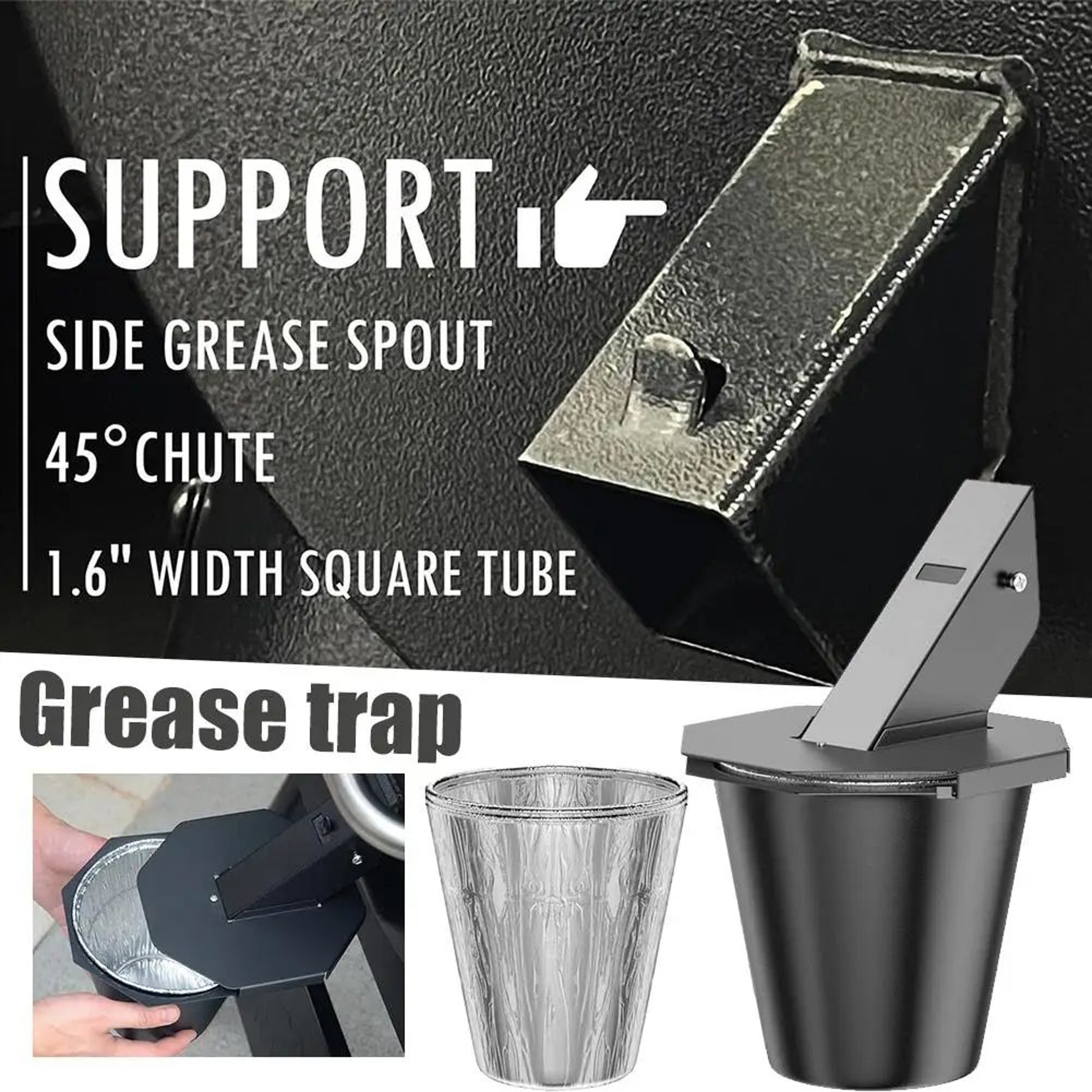Large Capacity BBQ Grease Bucket With Trap Funnel  Drip Catcher Pail With Disposable Foil Liners Fo 5