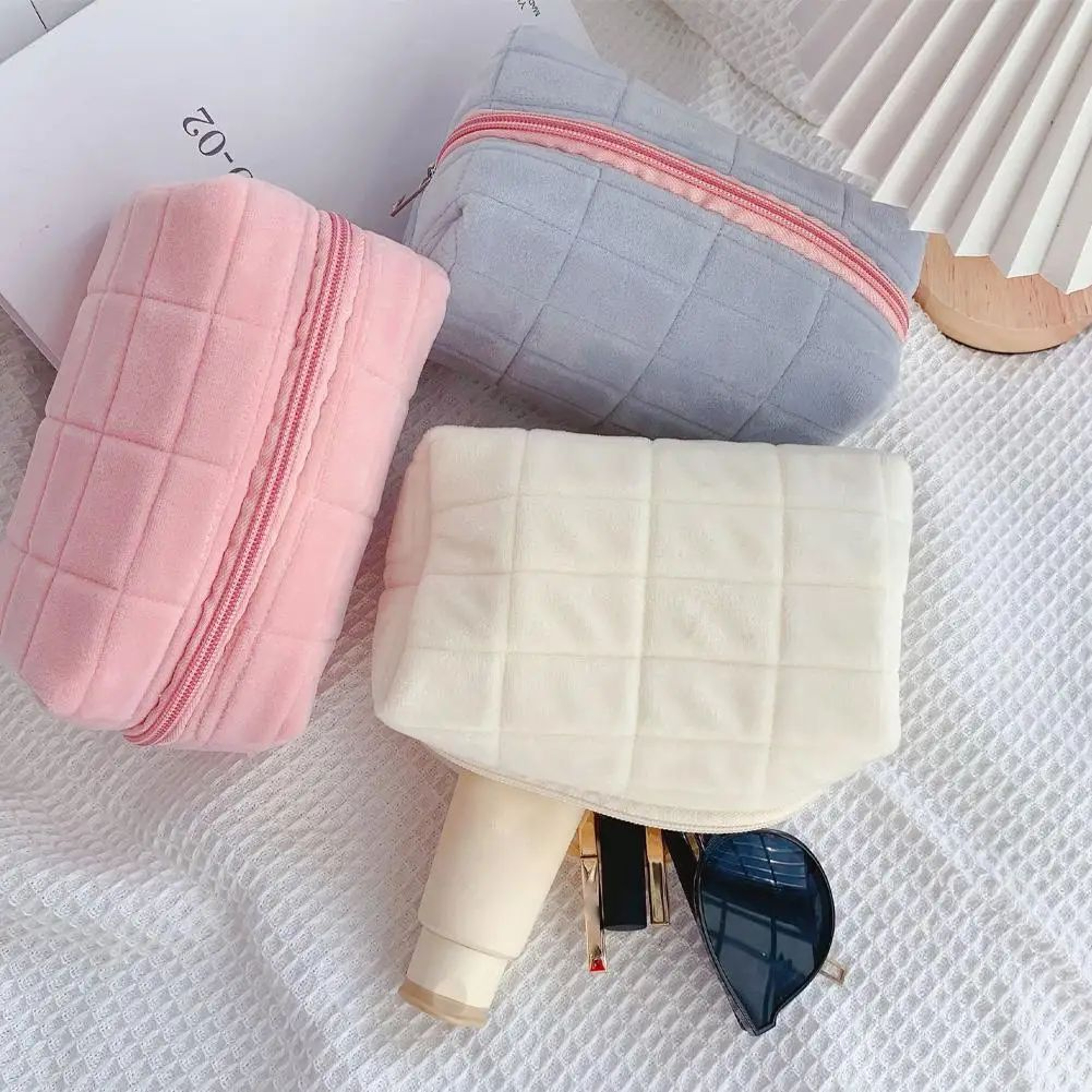 Cute Plush Makeup Bag  Preppy Zipper Cosmetic  Pencil Pouch Travel Toiletry Organizer For Teens 1