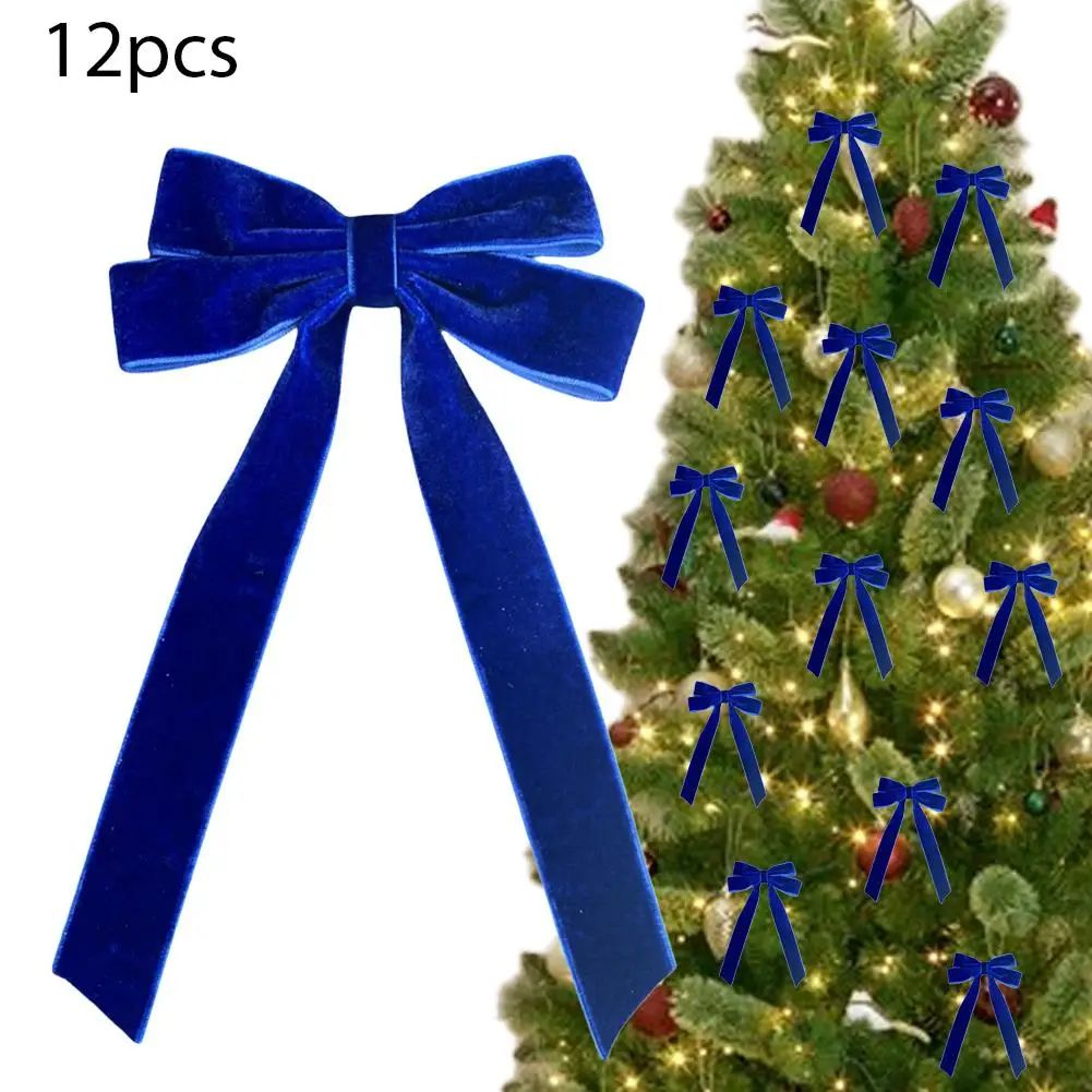 12 Pcs Pink Velvet Christmas Tree Bows  Large Rustic Ribbon Ornaments For Tree Wreaths And Garland  10