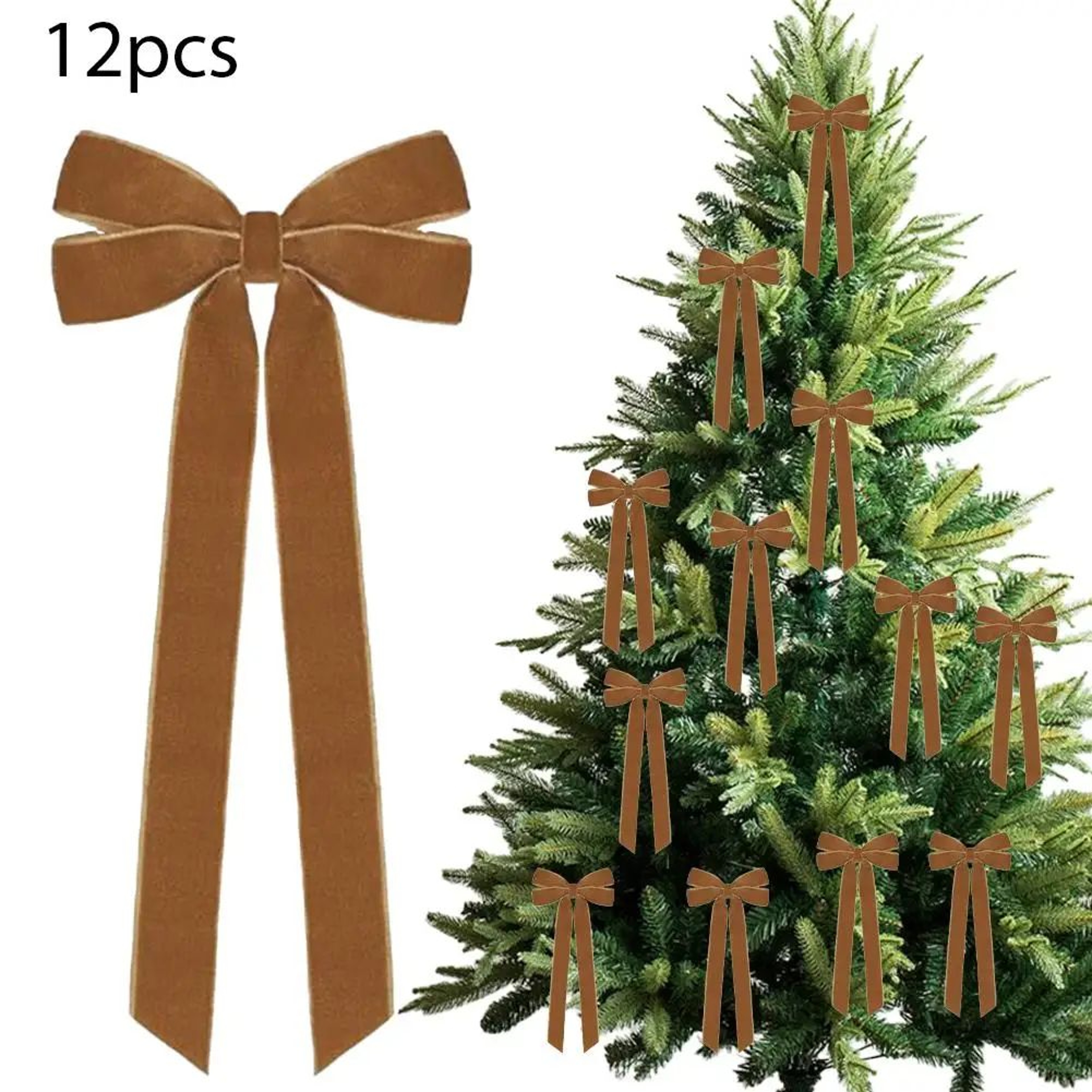 12 Pcs Pink Velvet Christmas Tree Bows  Large Rustic Ribbon Ornaments For Tree Wreaths And Garland  12