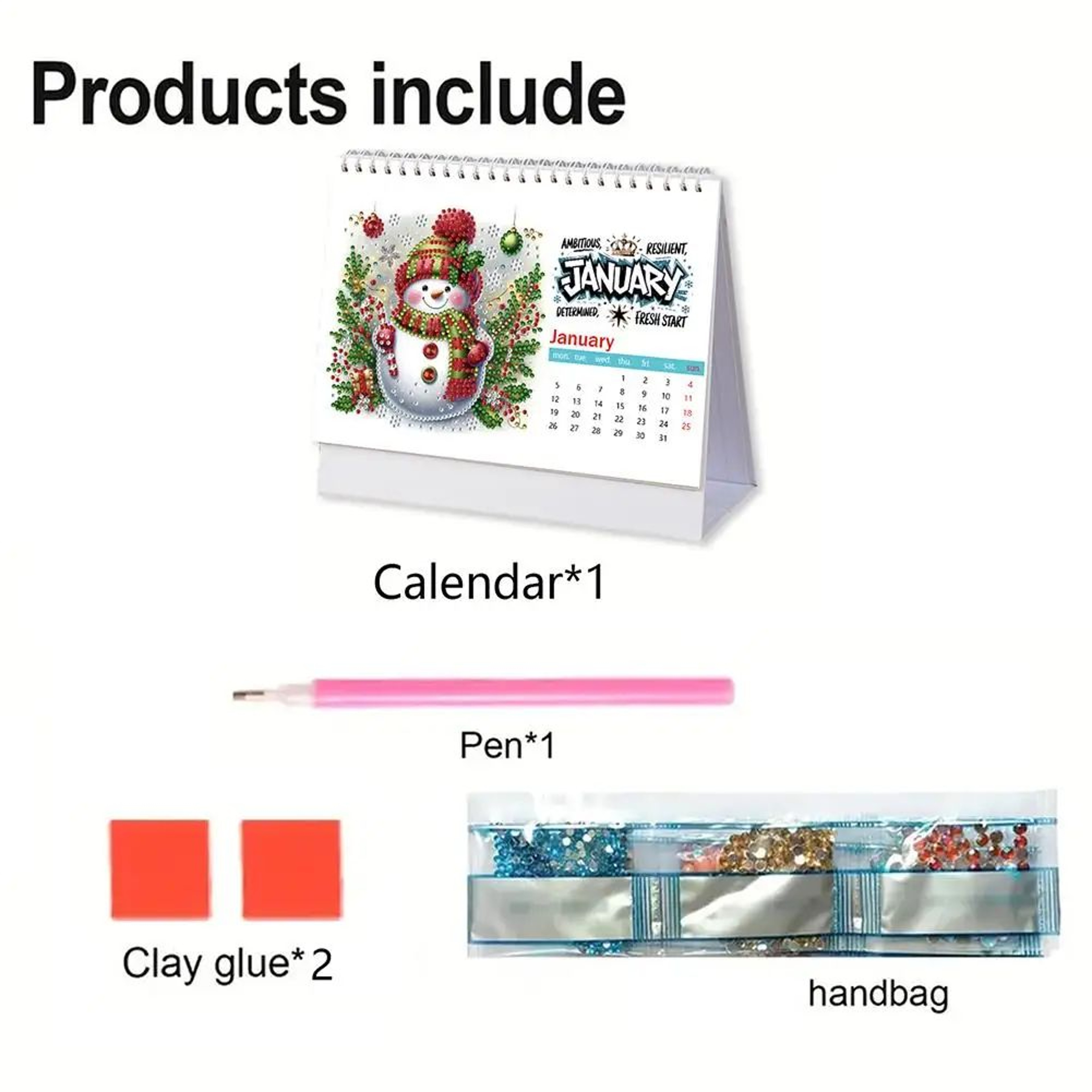 DIY Diamond Art 2026 Desk Calendar Kit  Monthly Flip Tabletop Planner Craft Ornament JanDec 5