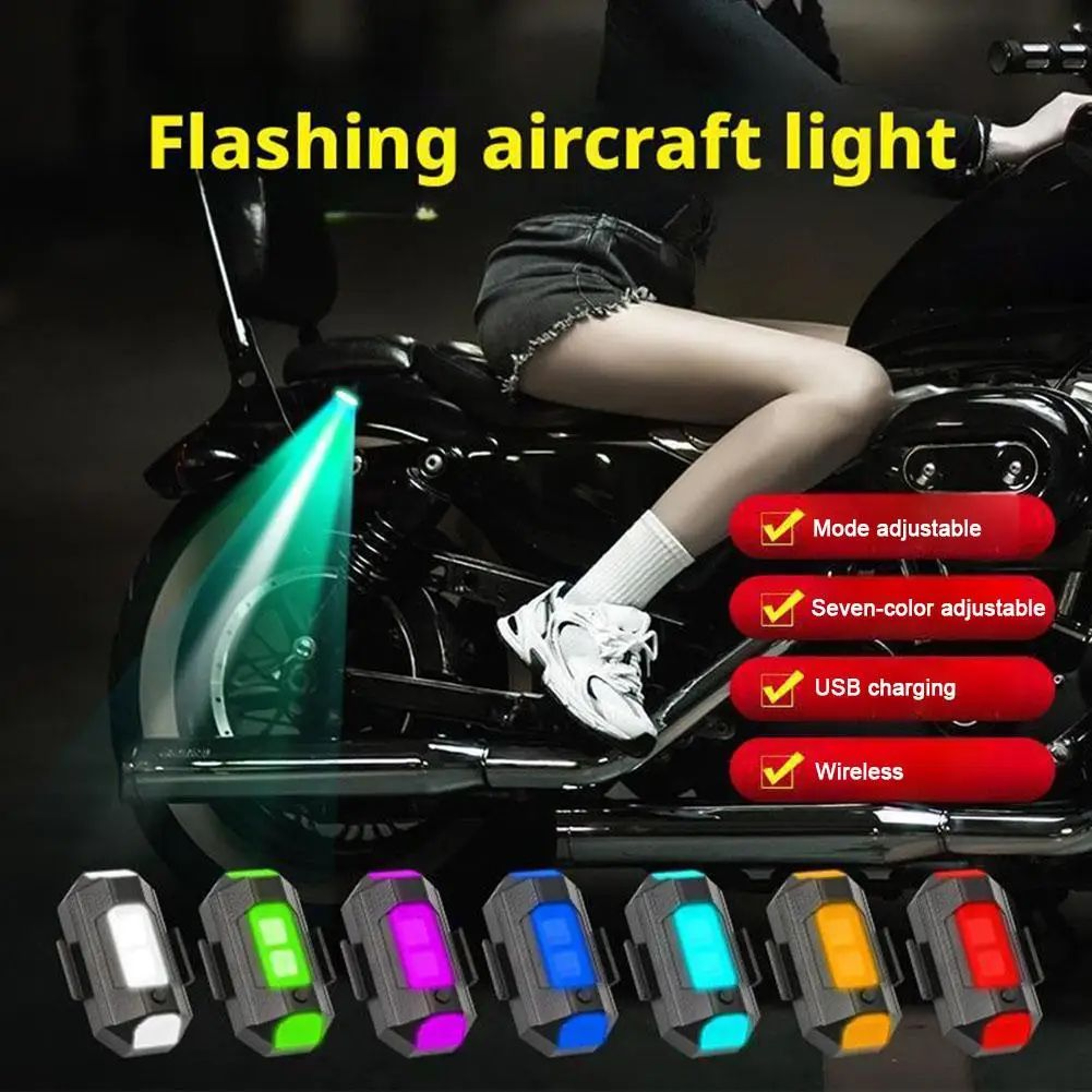 2 Pcs Mini 7Color LED Strobe Safety Lights  AntiCollision Flashing Beacons For Drone Motorcycle  Ai 5