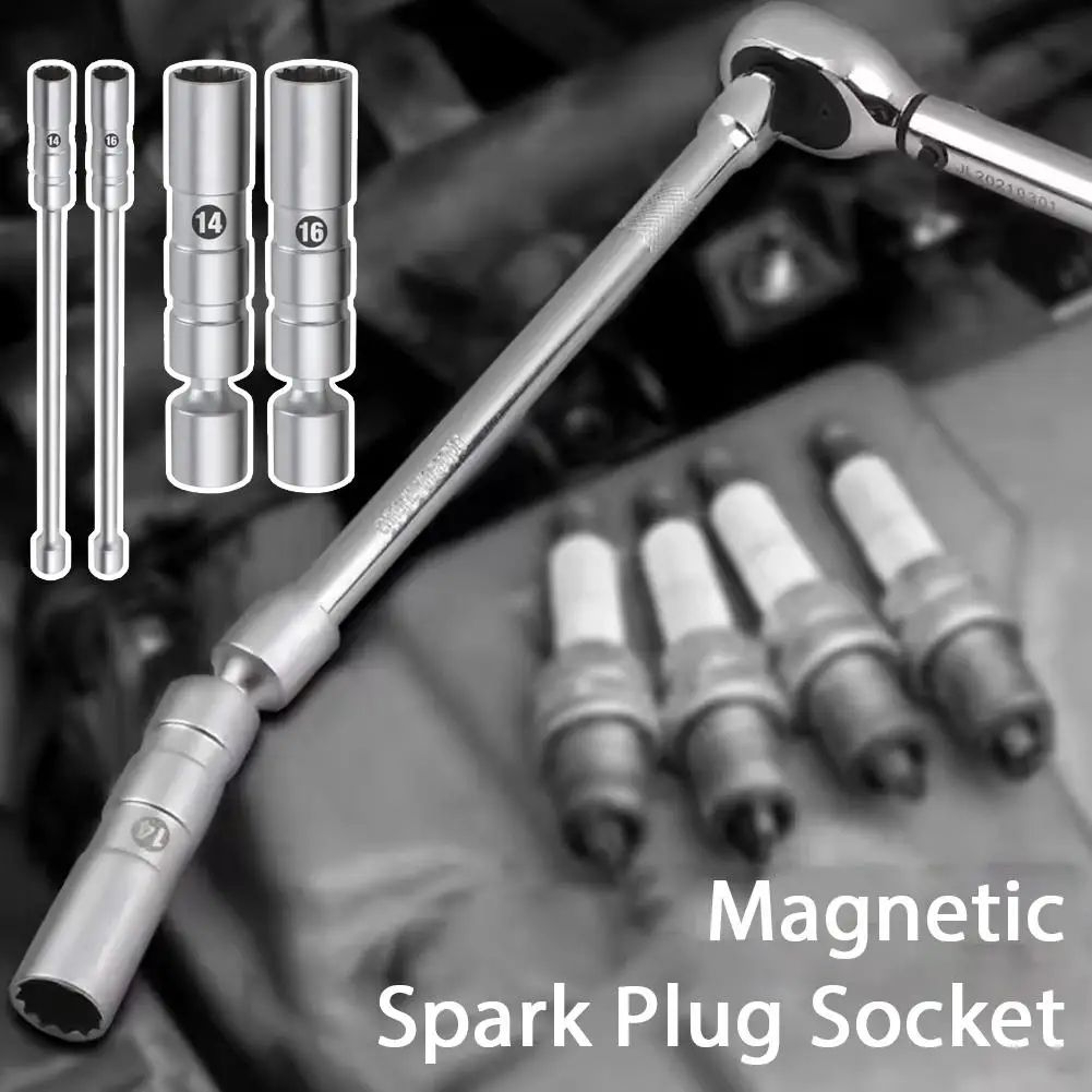 38 Inches Drive Magnetic Swivel Spark Plug Socket Set 14mm16mm  12Point Universal Joint Plug Remova 3