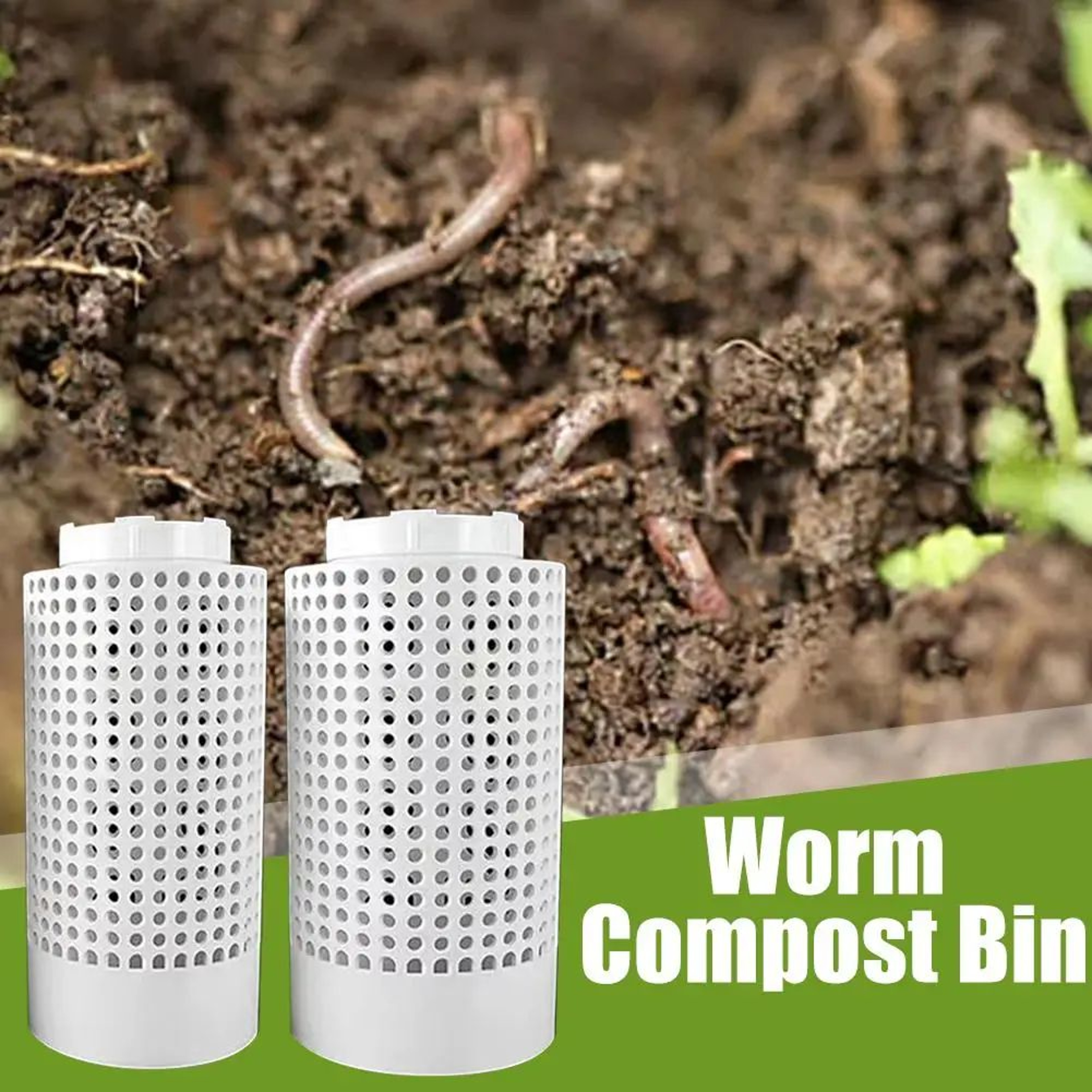 2 Pcs InGround Worm Compost Bin Kit  Outdoor Vermicompost System For Raised Garden Beds  Home Garde 1