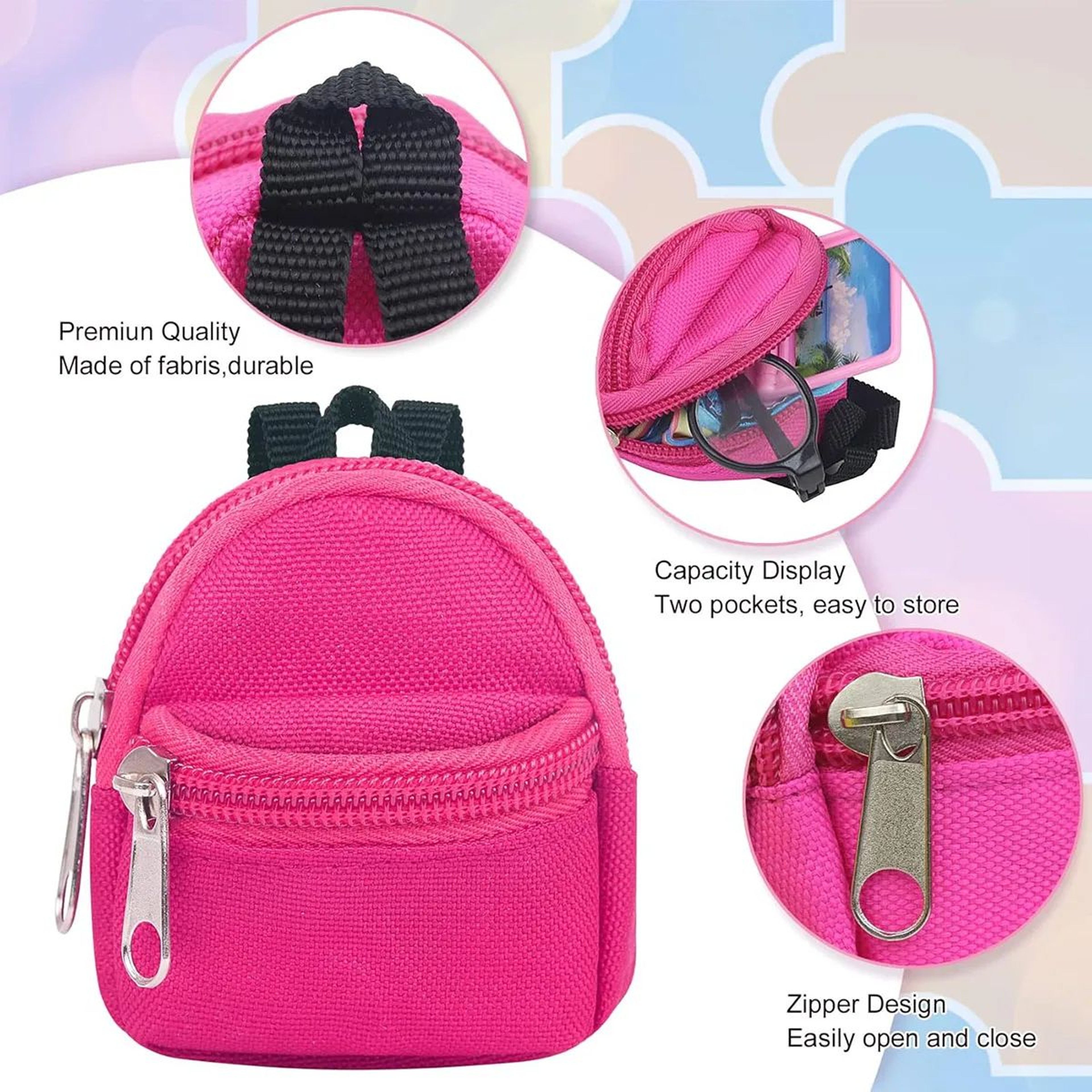 Mini Backpack Coin Purse Keychain  DoubleZipper Small Wallet Pendant Bag For Keys Coins  Cute Bag D 2